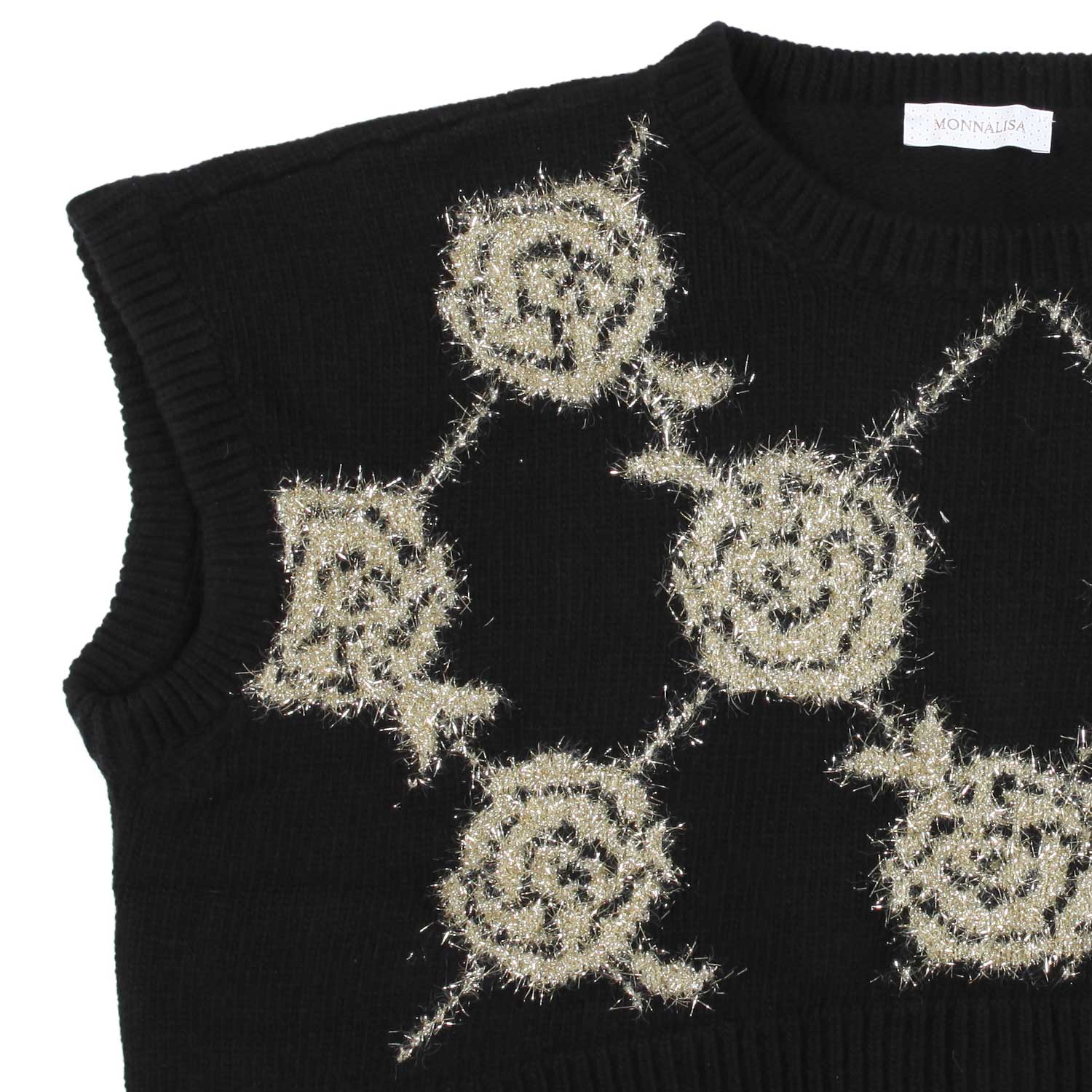 GILET CROPPED DI LANA NERO E ORO - annameglio.com abbigliamento moda