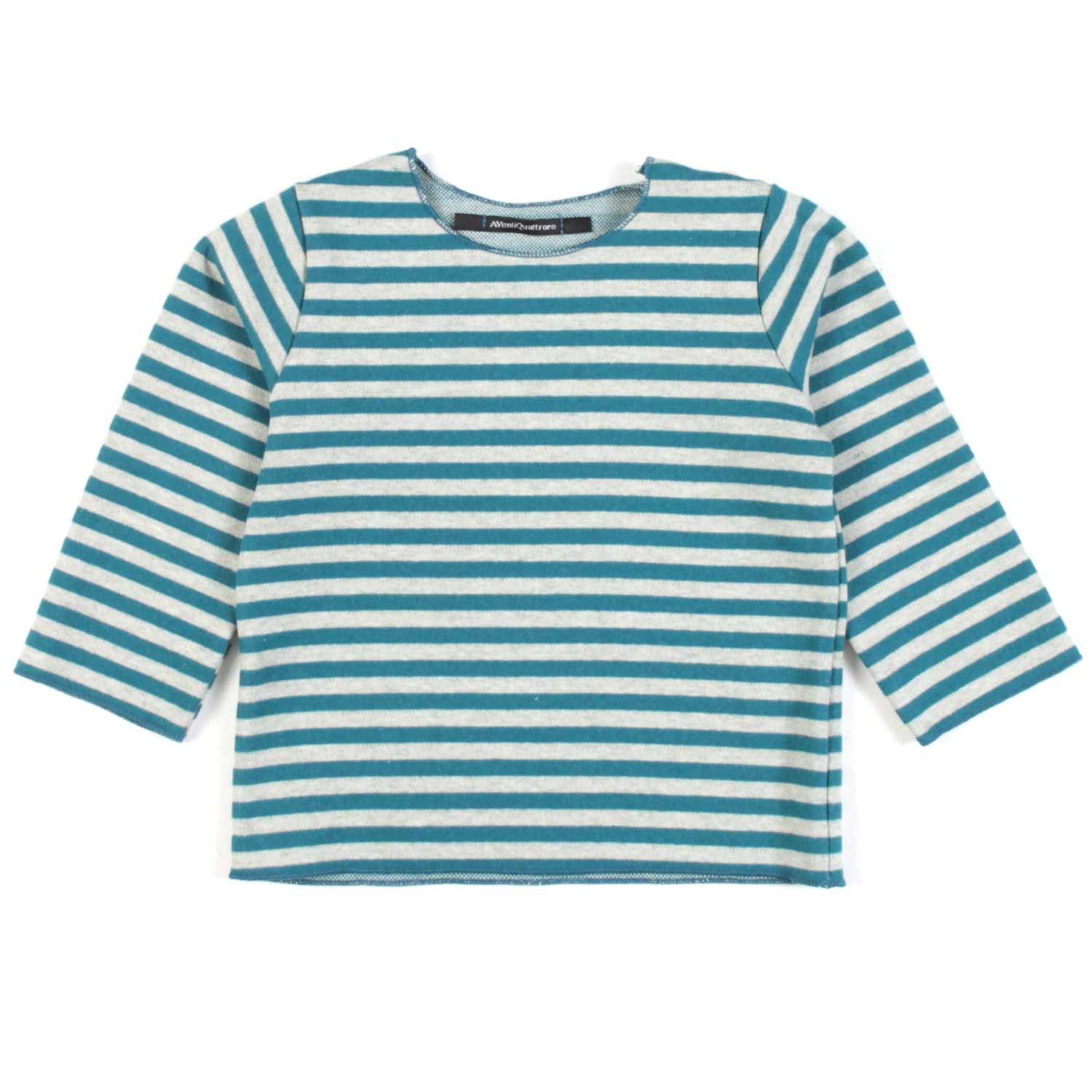 T-SHIRT BABY GRIGIA E VERDE PETROLIO A RIGHE - annameglio.com abbigliamento moda