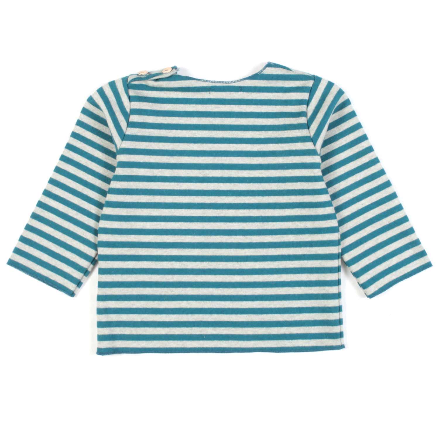 T-SHIRT BABY GRIGIA E VERDE PETROLIO A RIGHE - annameglio.com abbigliamento moda