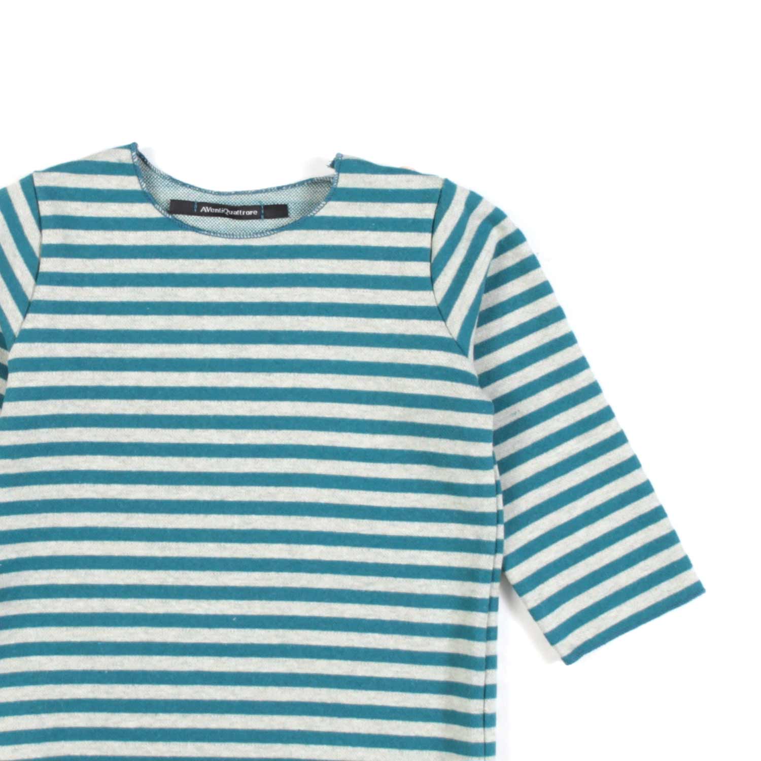 T-SHIRT BABY GRIGIA E VERDE PETROLIO A RIGHE - annameglio.com abbigliamento moda