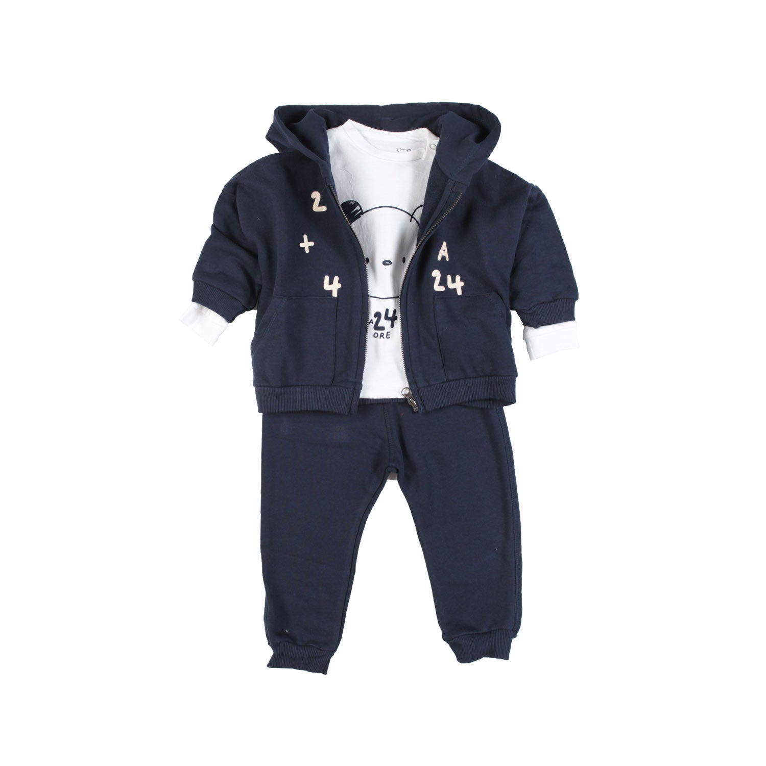 COMPLETINO UNISEX IN FELPA BLU NOTTE E BIANCO - annameglio.com abbigliamento moda