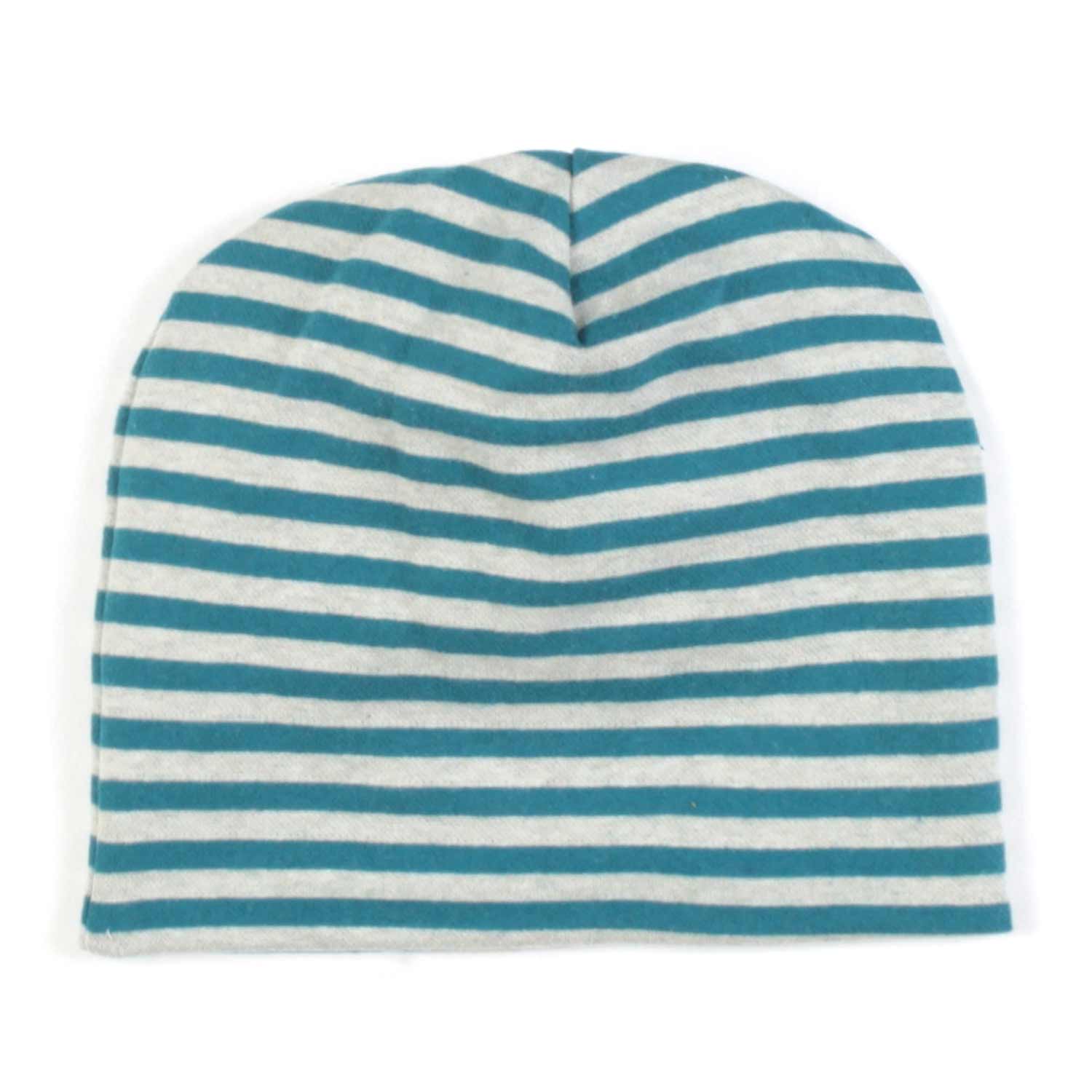 CAPPELLO BABY GRIGIO E VERDE PETROLIO A RIGHE - annameglio.com abbigliamento moda