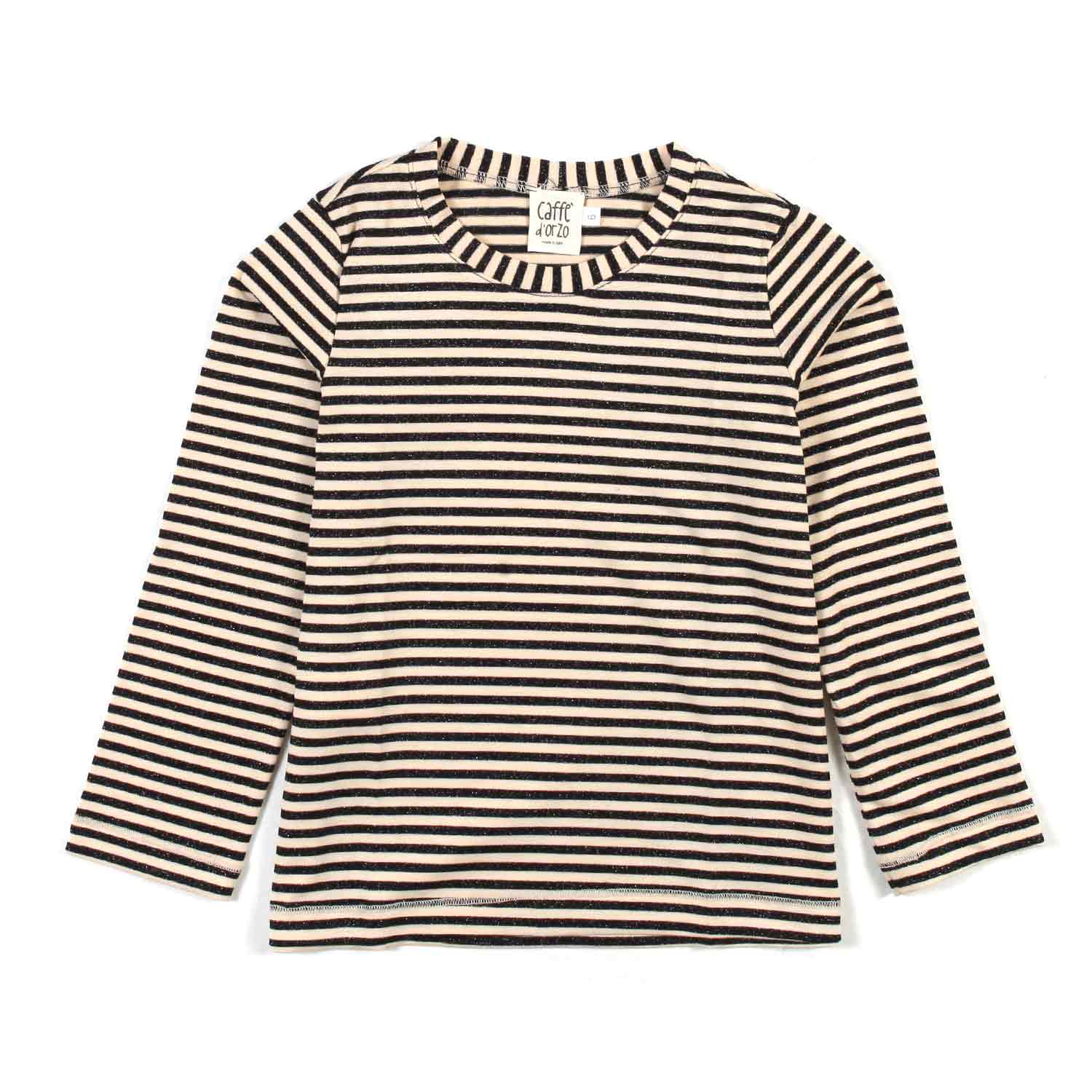 T-SHIRT VALERIA VANIGLIA E NERA A RIGHE BAMBINA - annameglio.com abbigliamento moda