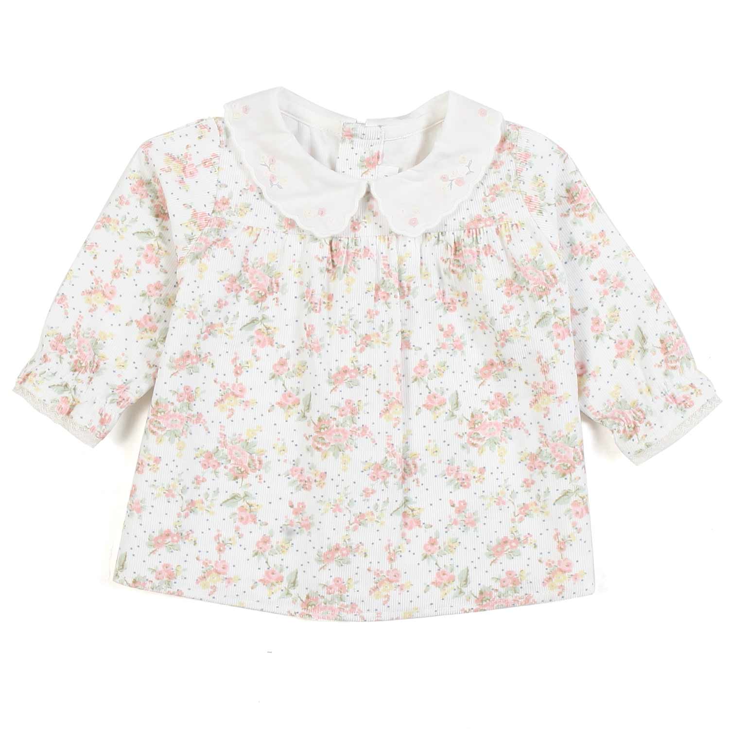 BLUSA BIANCA CON FIORI MULTICOLOR NEONATA - annameglio.com abbigliamento moda