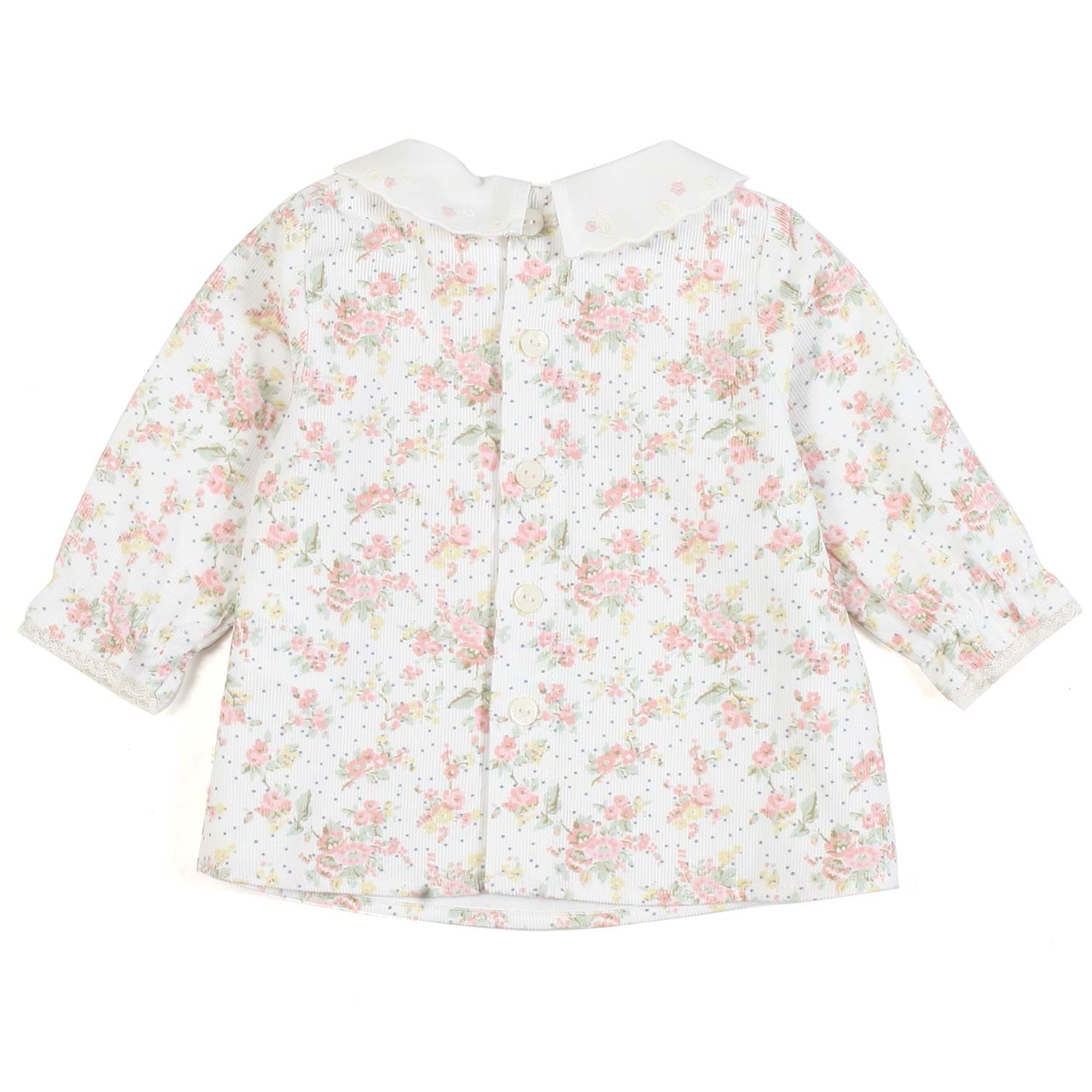 BLUSA BIANCA CON FIORI MULTICOLOR NEONATA - annameglio.com abbigliamento moda