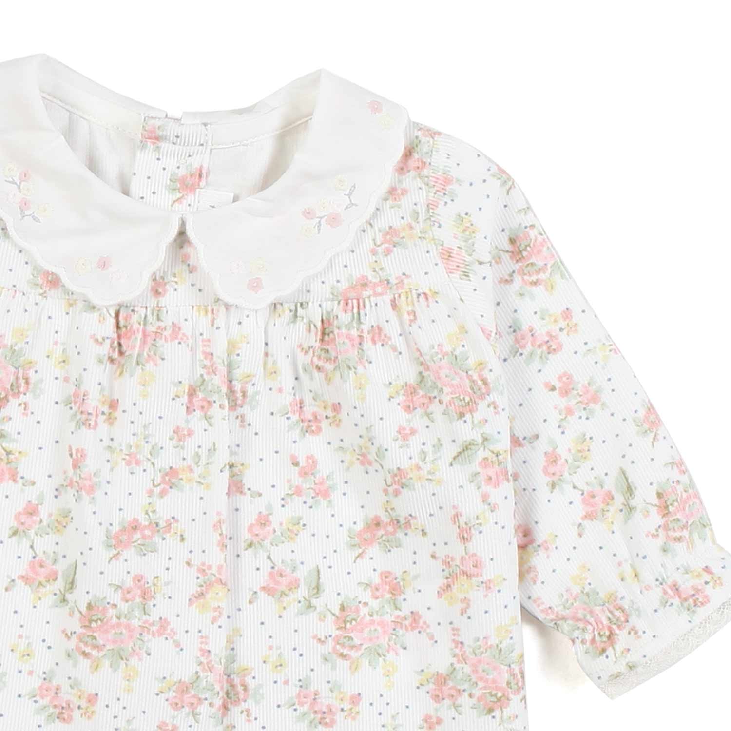 BLUSA BIANCA CON FIORI MULTICOLOR NEONATA - annameglio.com abbigliamento moda