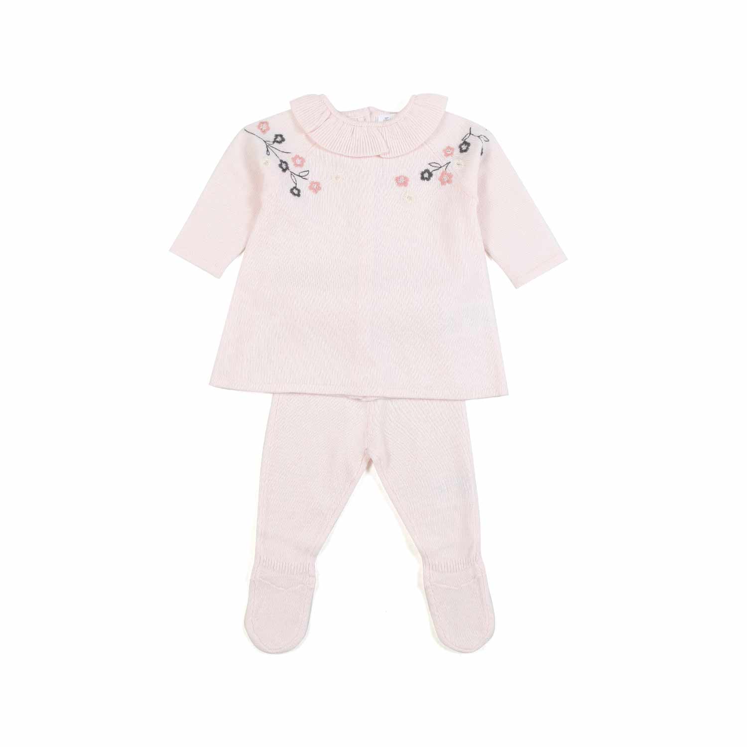 ABITO MISTO LANA ROSA PALLIDO CON LEGGINGS NEONATA - annameglio.com abbigliamento moda