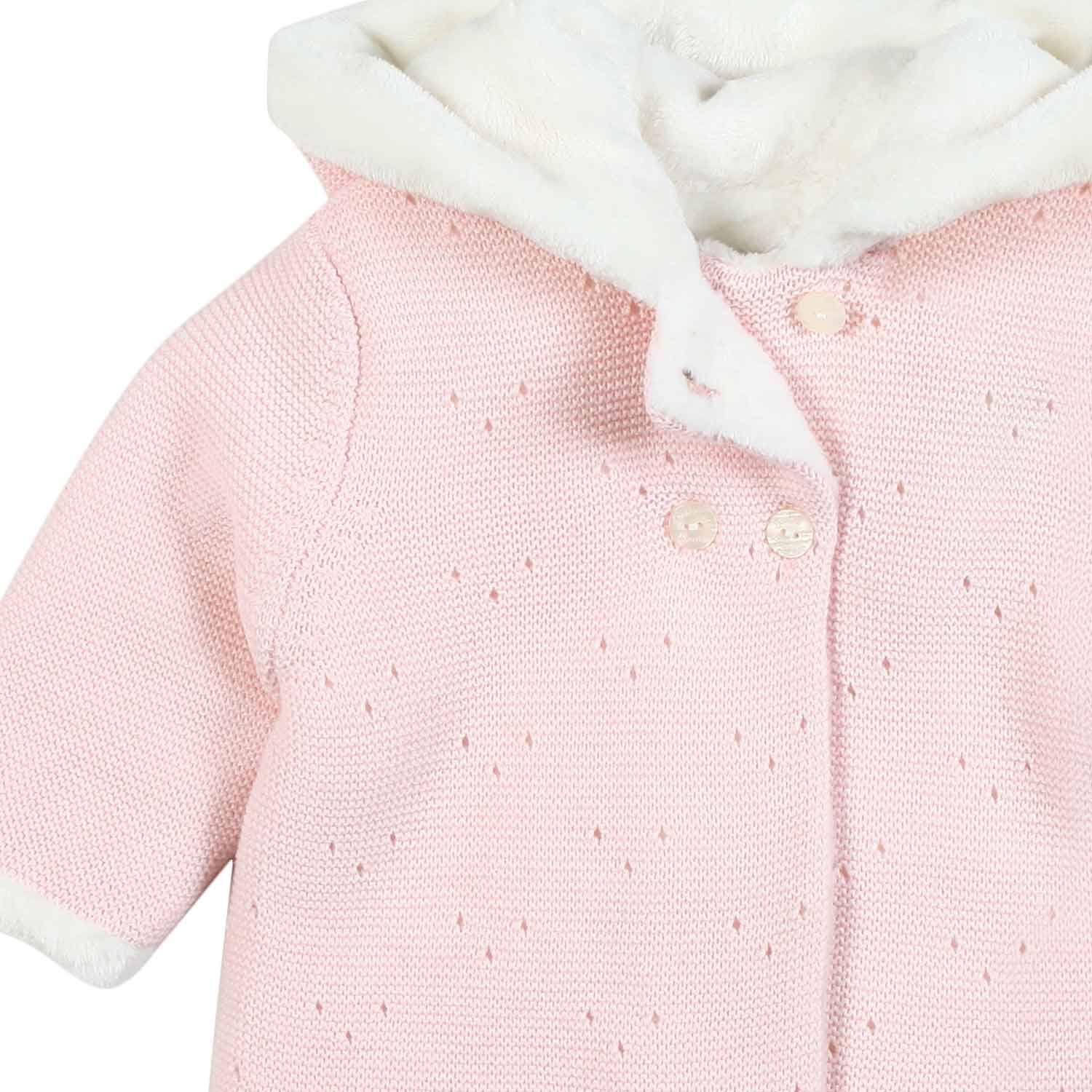 CAPPOTTINO ROSA E BIANCO CON CAPPUCCIO NEONATA - annameglio.com abbigliamento moda
