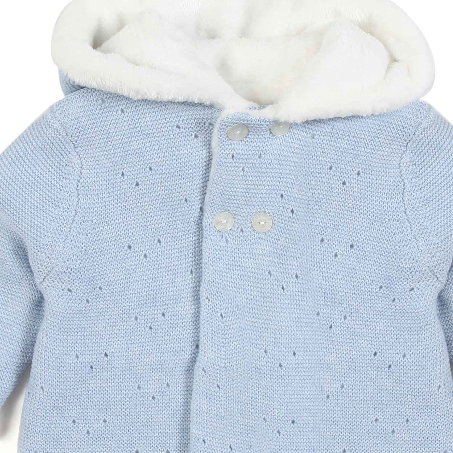 CAPPOTTINO CELESTE E BIANCO CON CAPPUCCIO NEONATO - annameglio.com abbigliamento moda