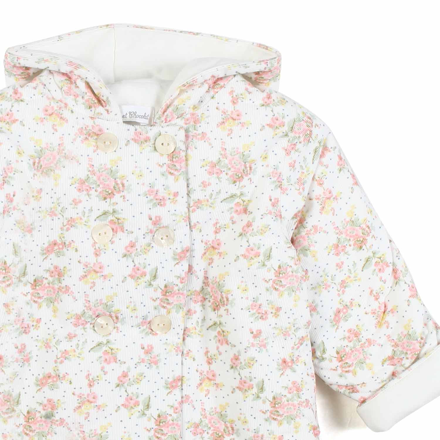 CAPPOTTINO FLOREALE BIANCO E MULTICOLOR NEONATA - annameglio.com abbigliamento moda