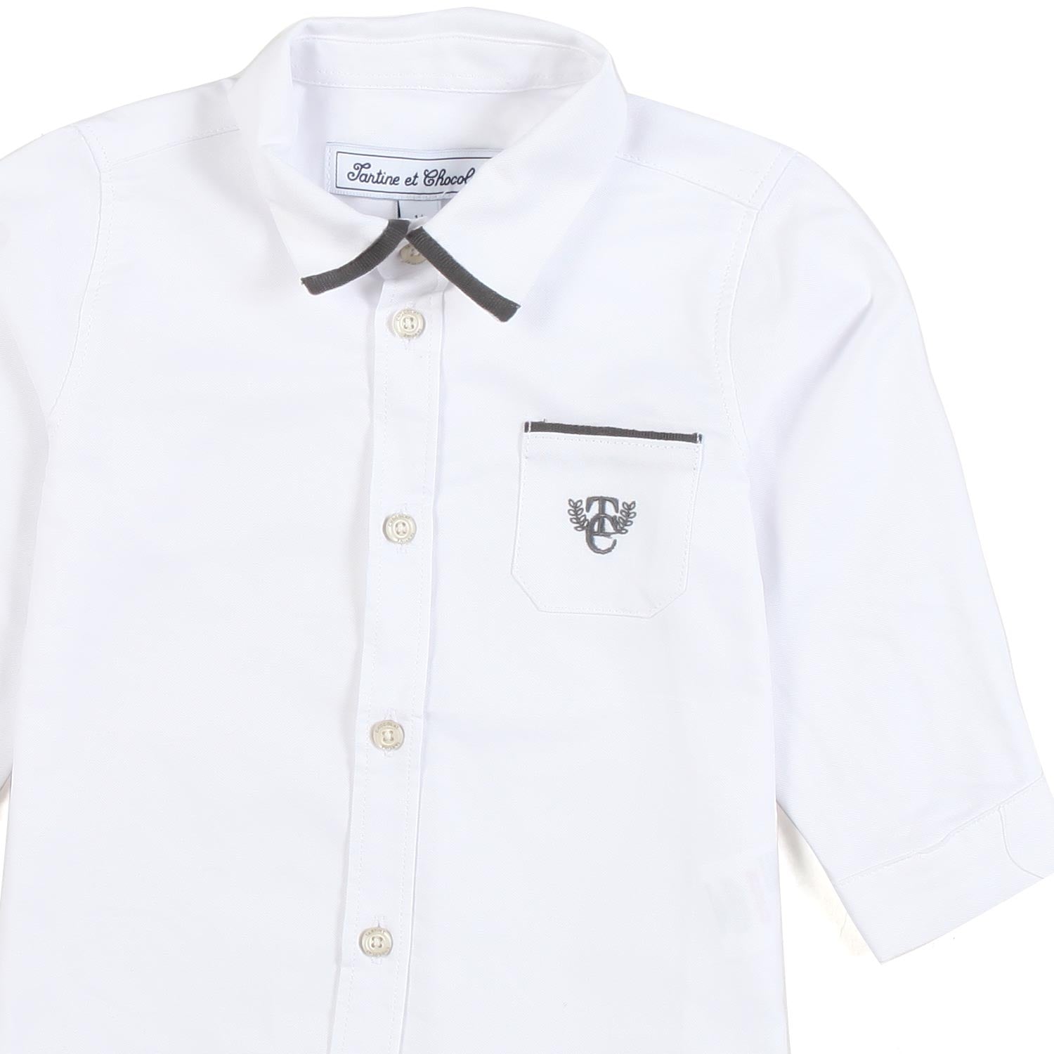 CAMICIA BIANCA CON DETTAGLI GRIGIO SCURO BIMBO - annameglio.com abbigliamento moda