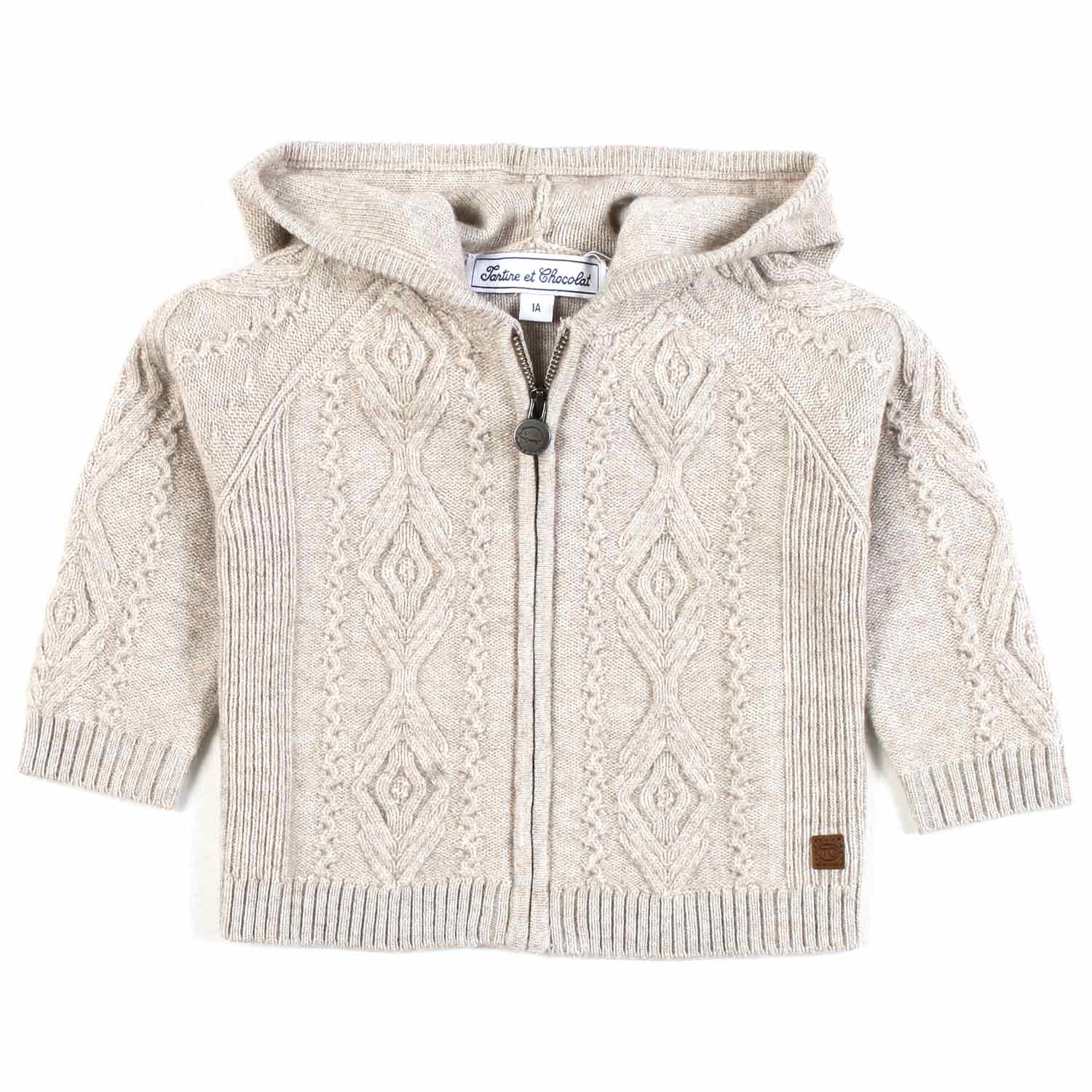 PULLOVER SABBIA CON CAPPUCCIO E ZIP BIMBO - annameglio.com abbigliamento moda