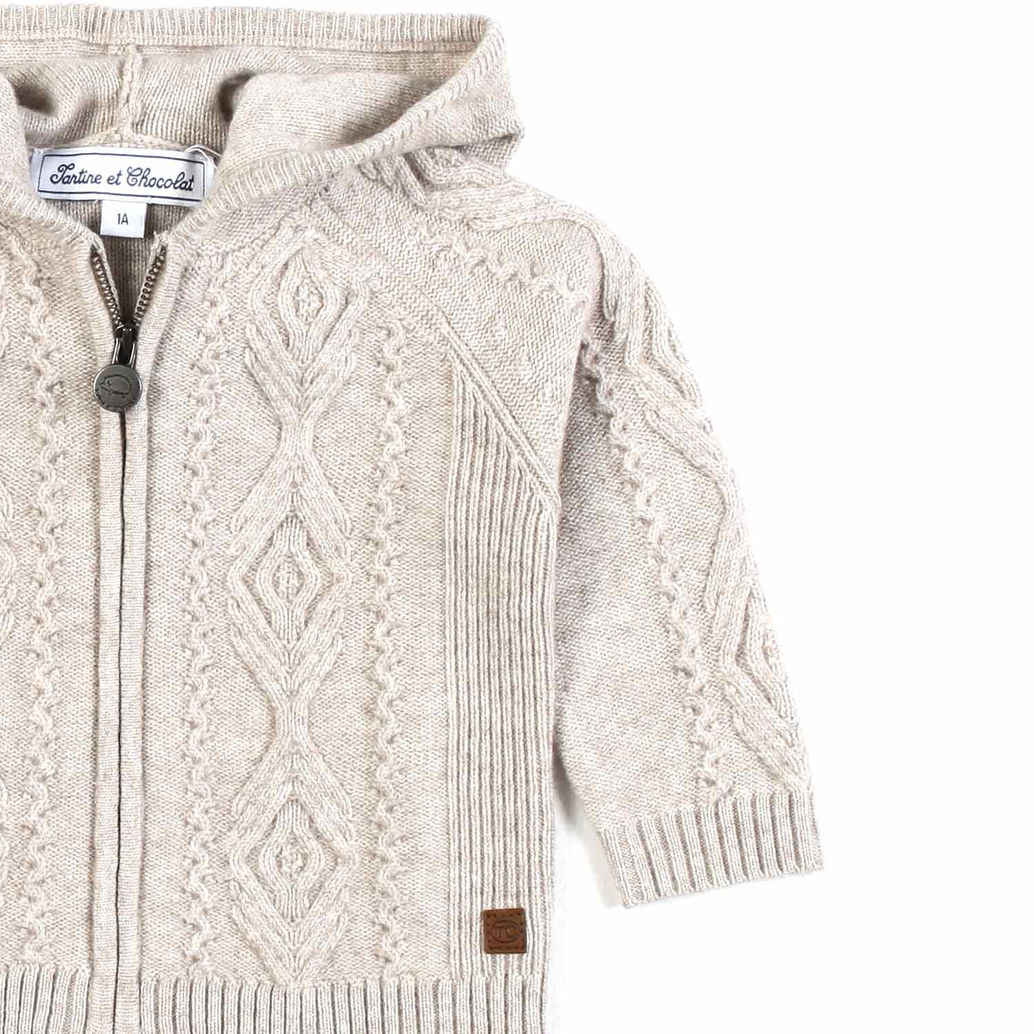 PULLOVER SABBIA CON CAPPUCCIO E ZIP BIMBO - annameglio.com abbigliamento moda