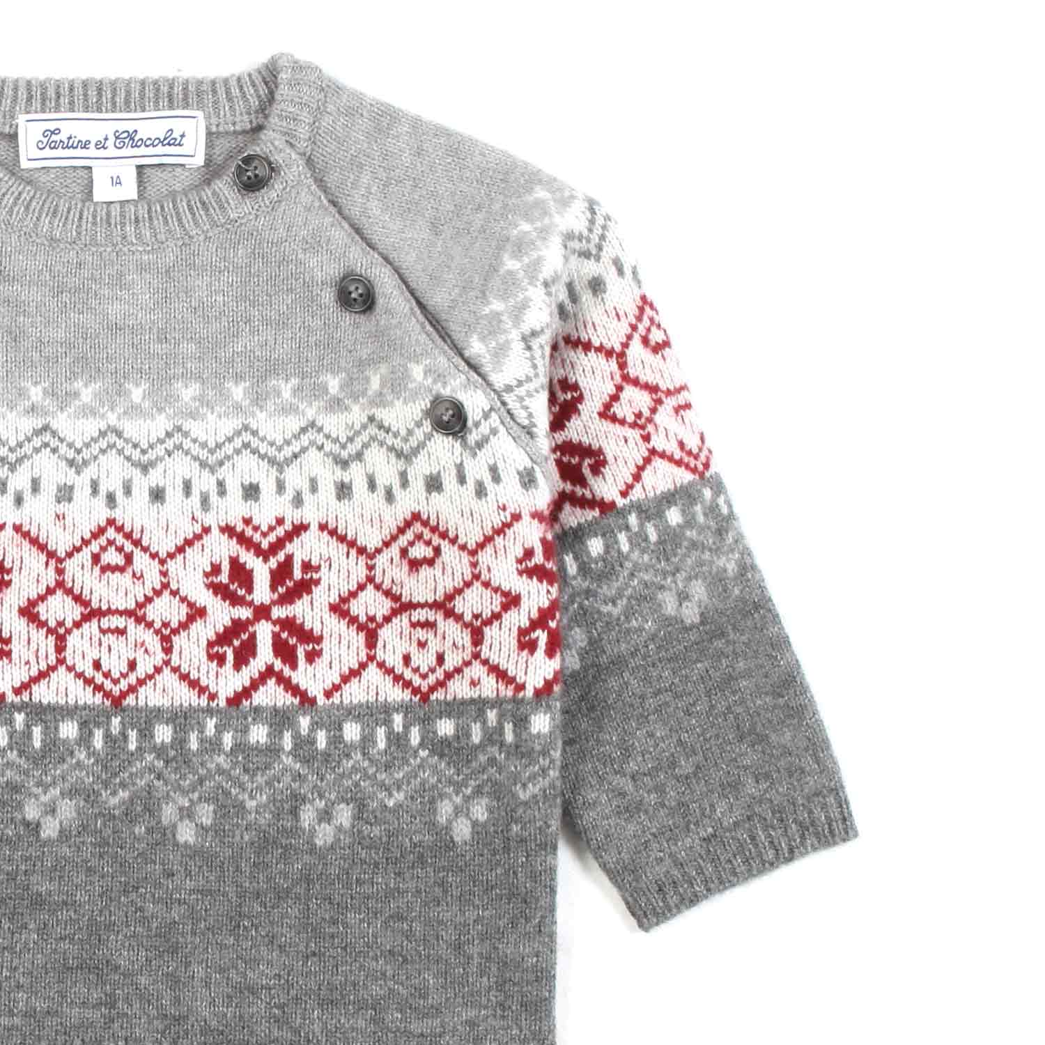 PULLOVER UNISEX GRIGIO CON DECORAZIONI INTARSIATE - annameglio.com abbigliamento moda