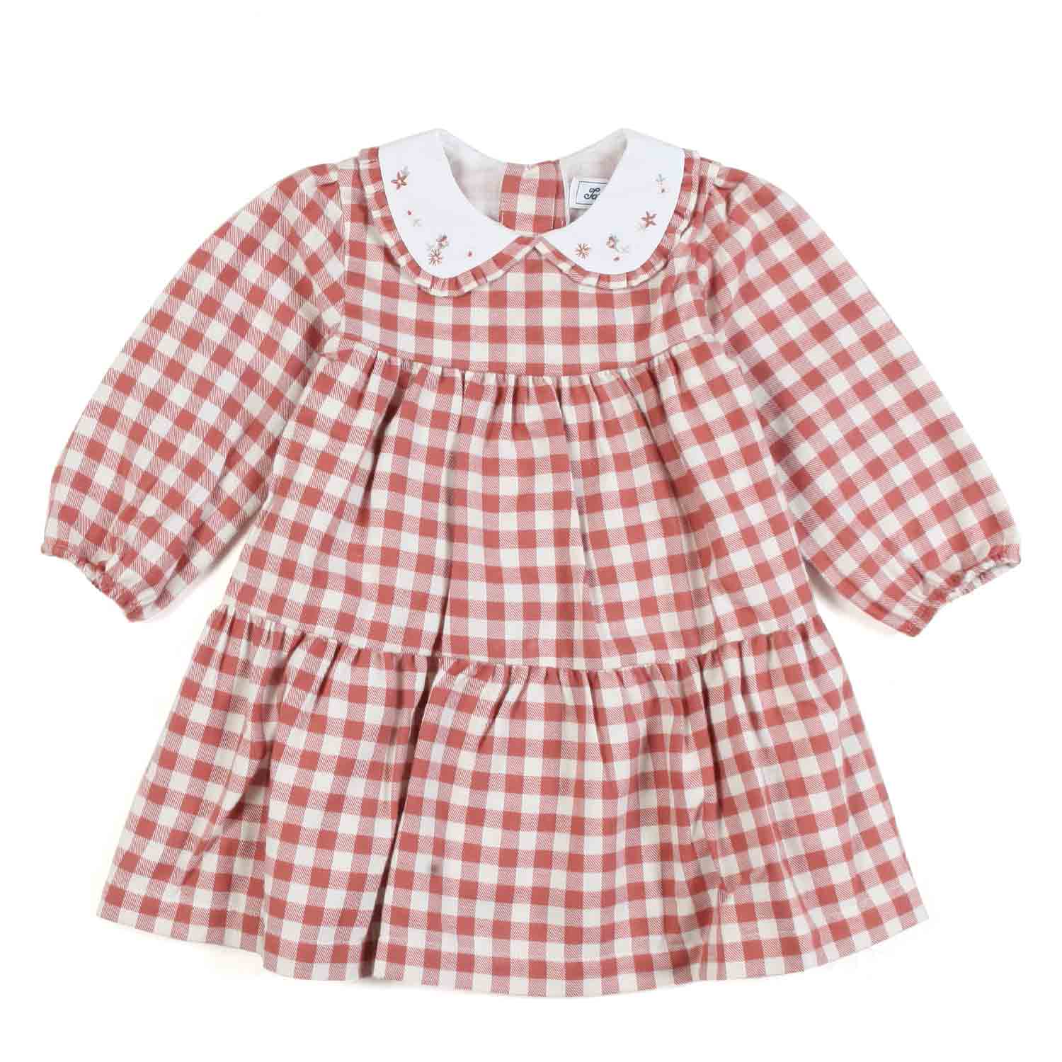 MINI ABITO BIANCO E RUGGINE VICHY BIMBA E NEONATA - annameglio.com abbigliamento moda