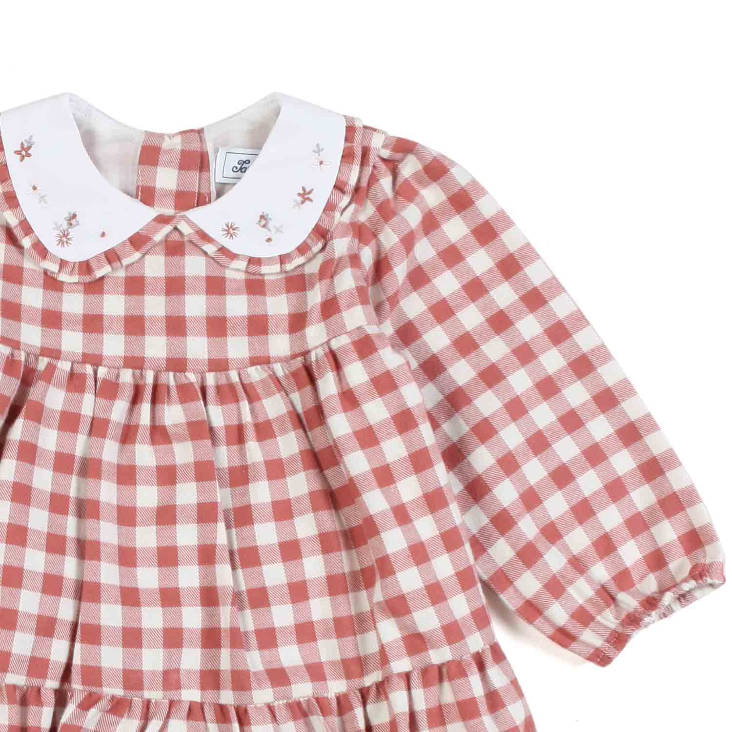 MINI ABITO BIANCO E RUGGINE VICHY BIMBA E NEONATA - annameglio.com abbigliamento moda