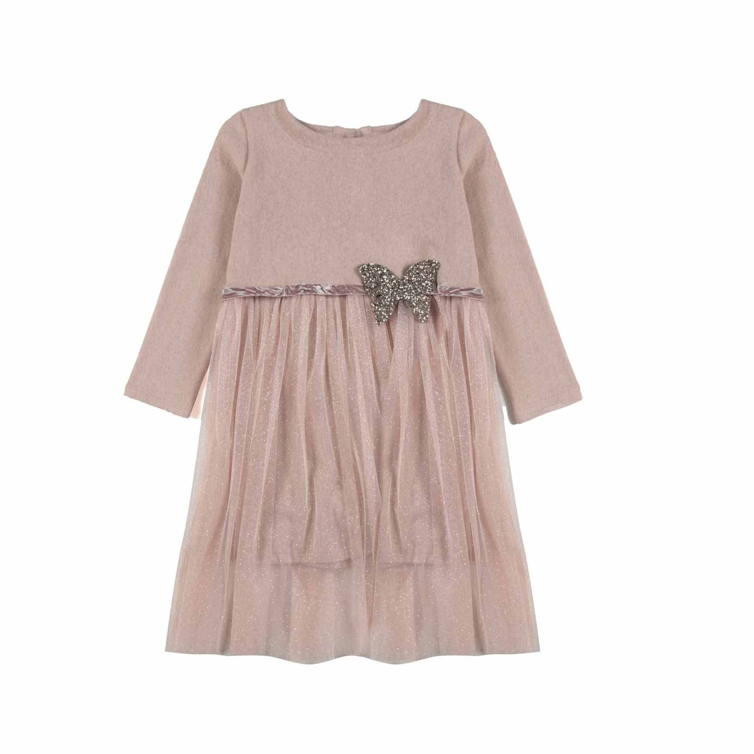 ABITO ROSA PALLIDO E GLITTER ORO BAMBINA - annameglio.com abbigliamento moda