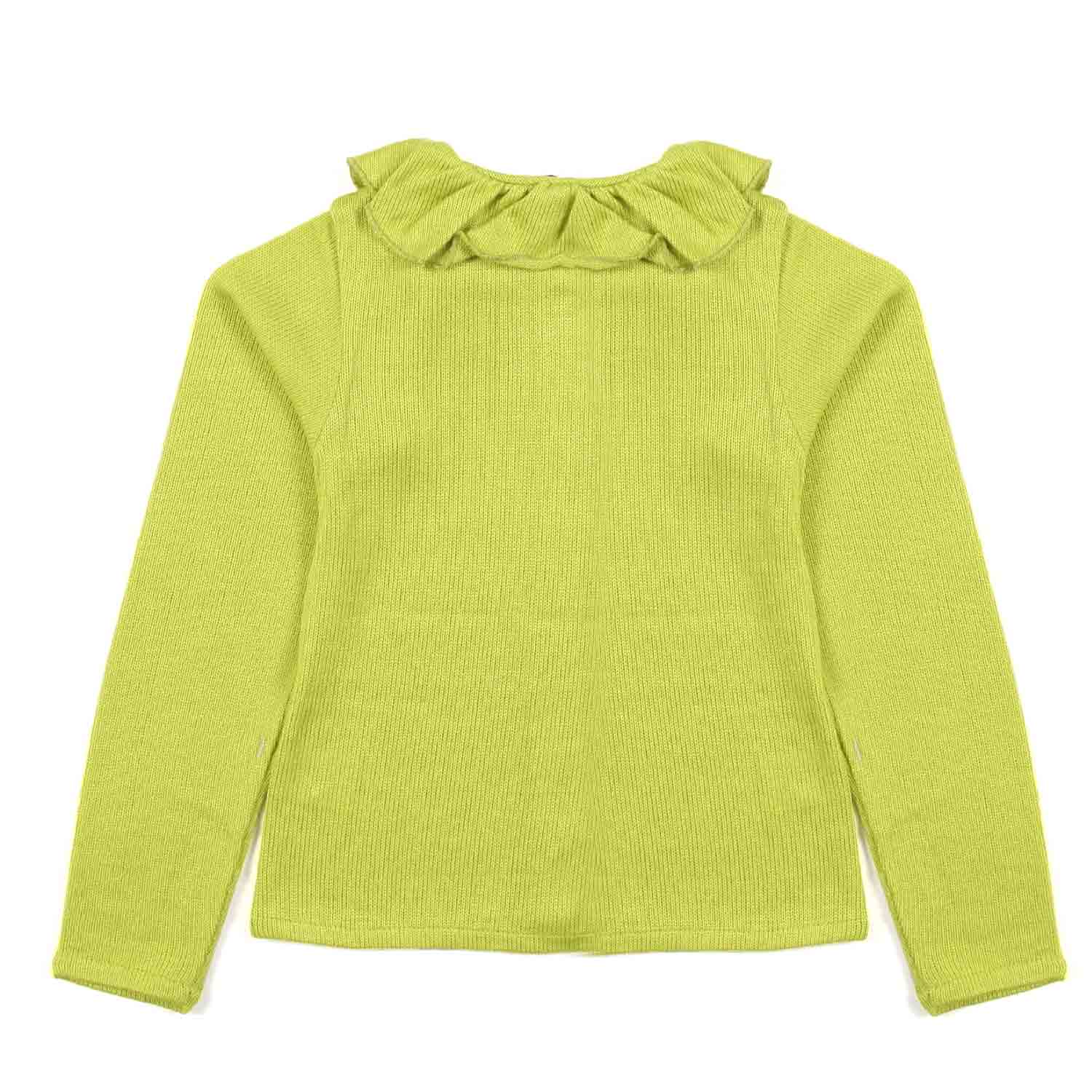 CARDIGAN LIME CON COLLO VOLANTS BAMBINA - annameglio.com abbigliamento moda
