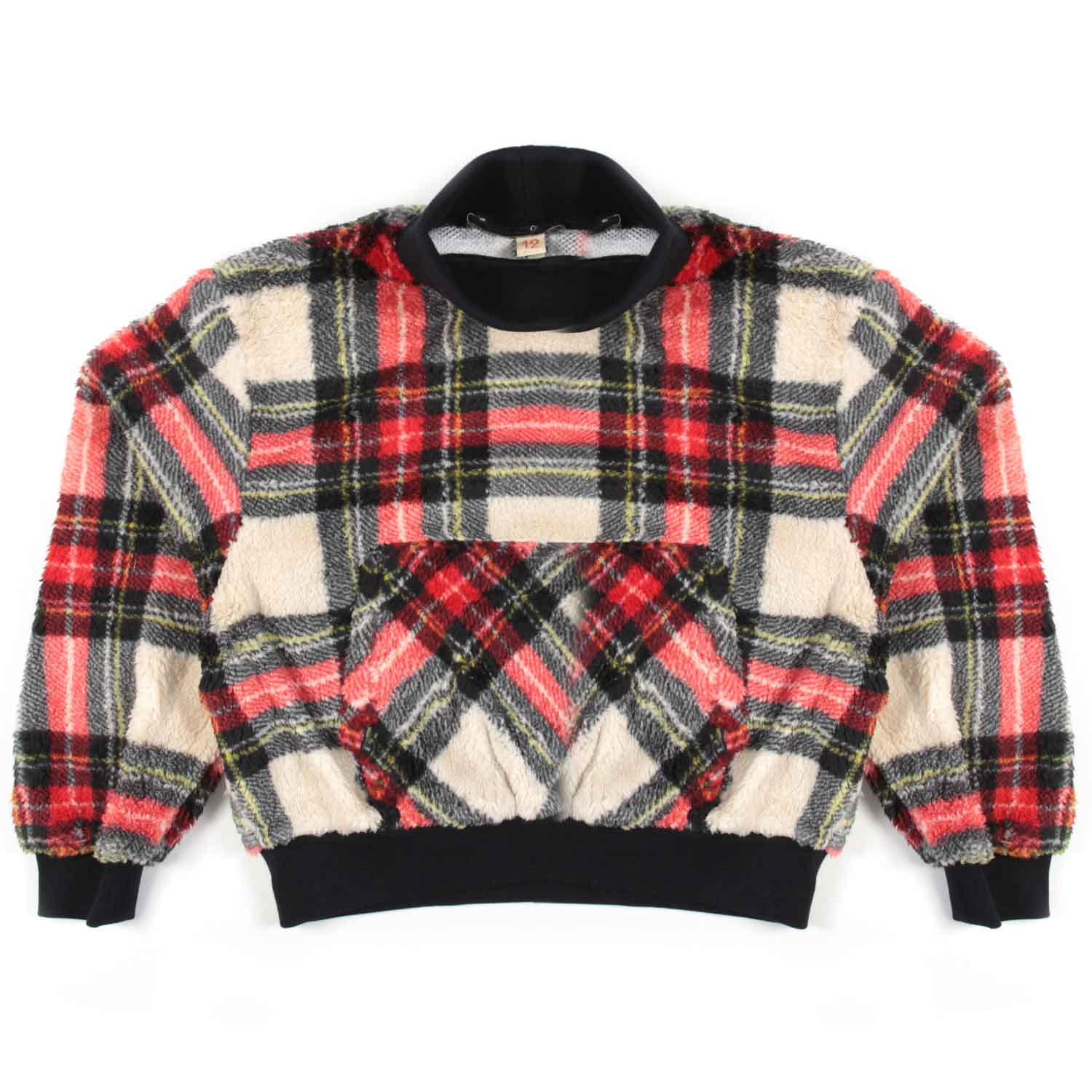 FELPA UNISEX TARTAN NERA, ROSSA E PANNA - annameglio.com abbigliamento moda