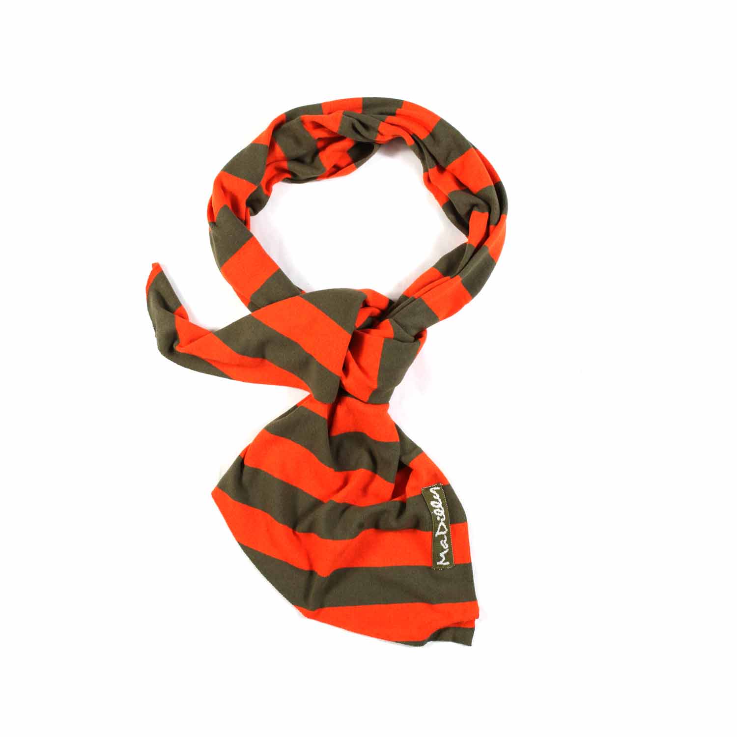 SCIARPA RABAT A RIGHE ARANCIO E VERDE MILITARE - annameglio.com abbigliamento moda