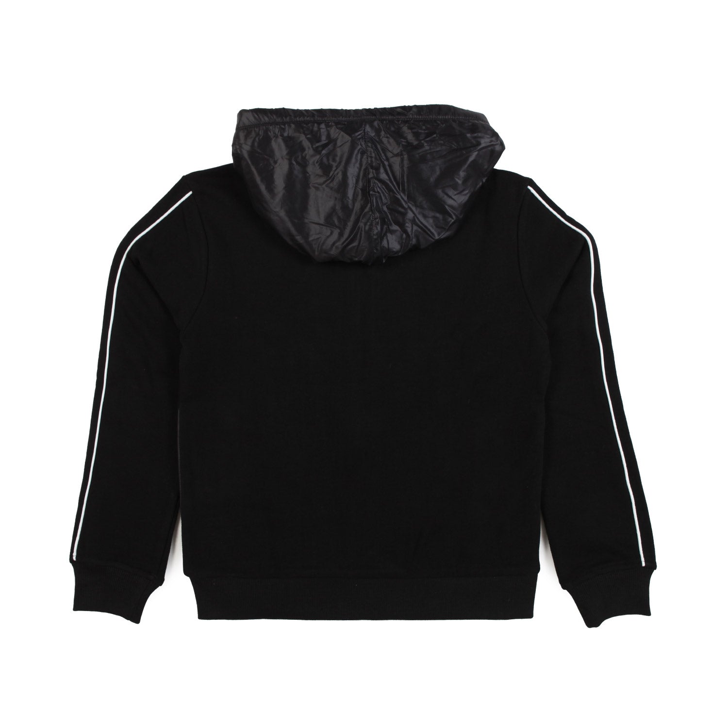 FELPA NERA CON CAPPUCCIO E DETTAGLI NYLON - annameglio.com abbigliamento moda