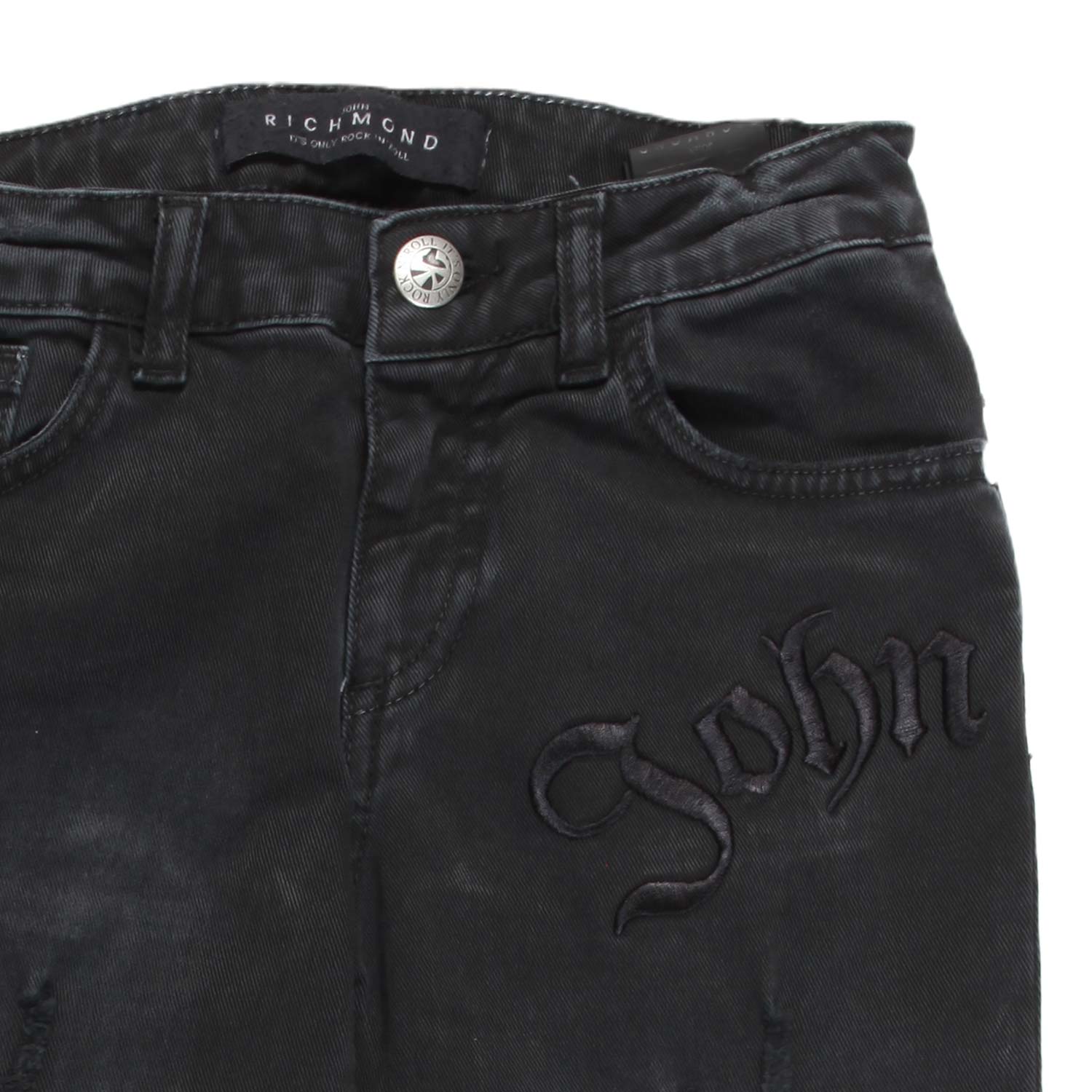 JEANS UNISEX NERO CON RICAMO E STRAPPI - annameglio.com abbigliamento moda