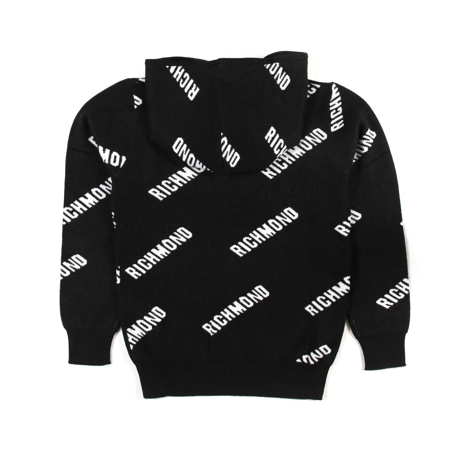 MAGLIONE UNISEX NERO CON CAPPUCCIO E LOGHI BIANCHI - annameglio.com abbigliamento moda