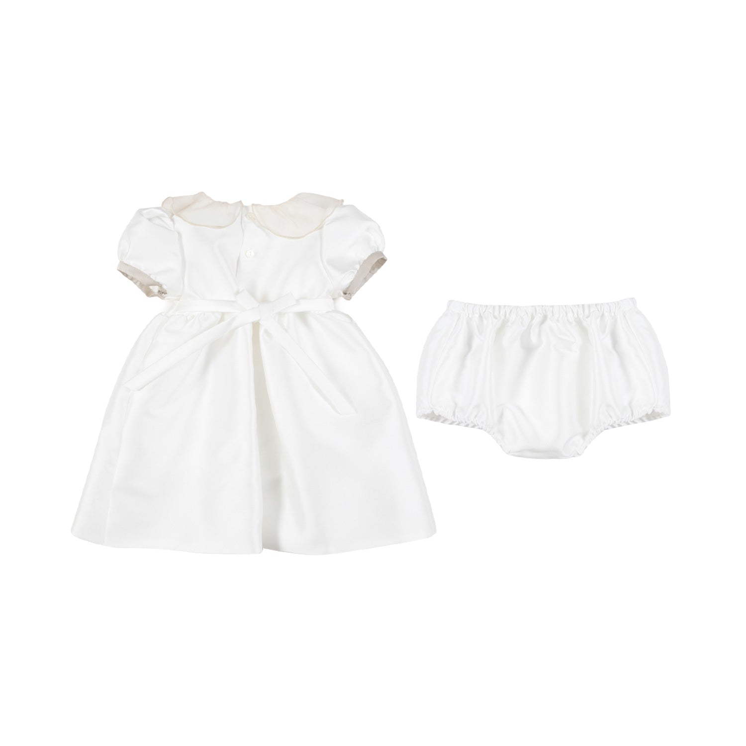 ABITO CERIMONIA AMELIA BIANCO E BEIGE NEONATA - annameglio.com abbigliamento moda