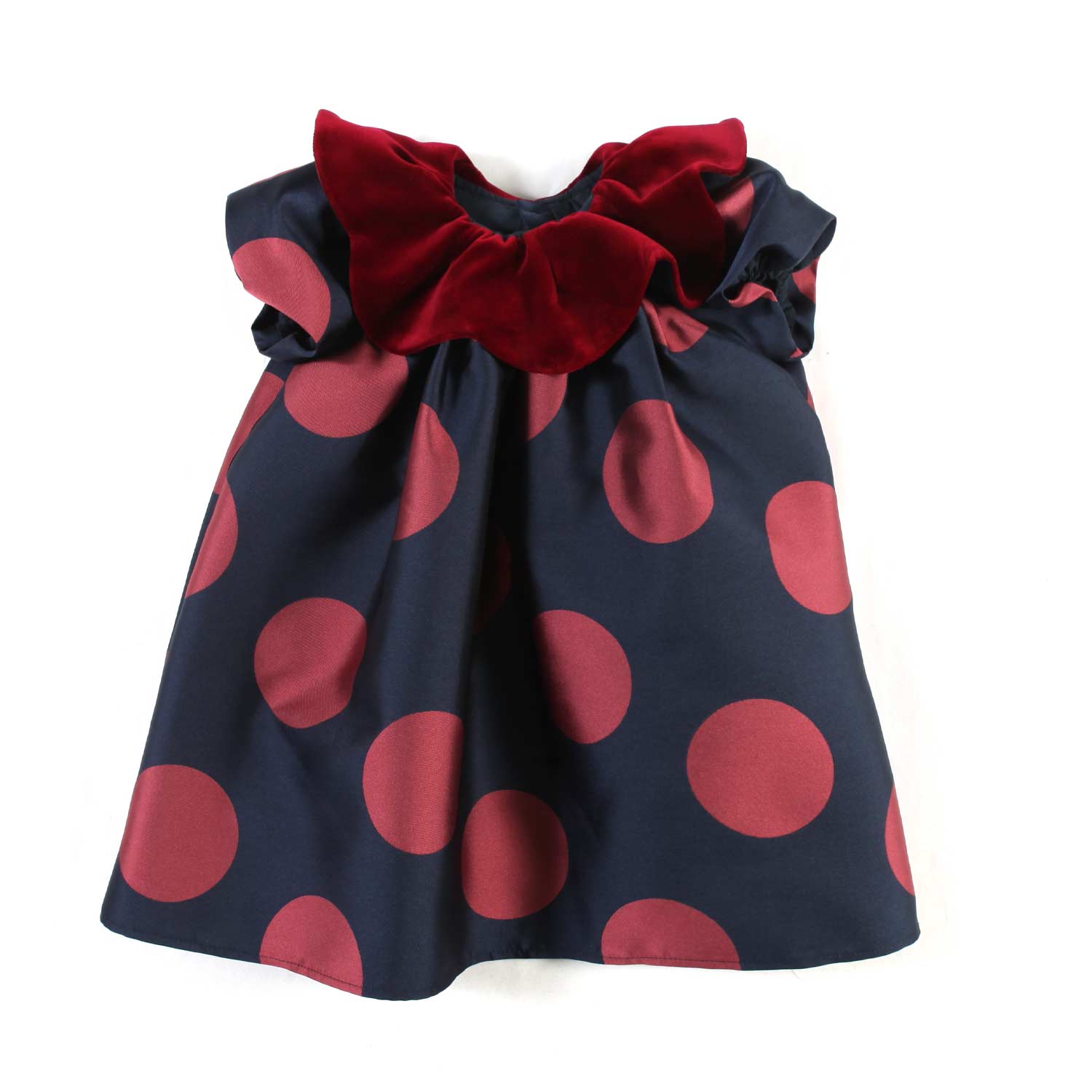 VESTITINO BLU CON POIS BURGUNDY BIMBA - annameglio.com abbigliamento moda