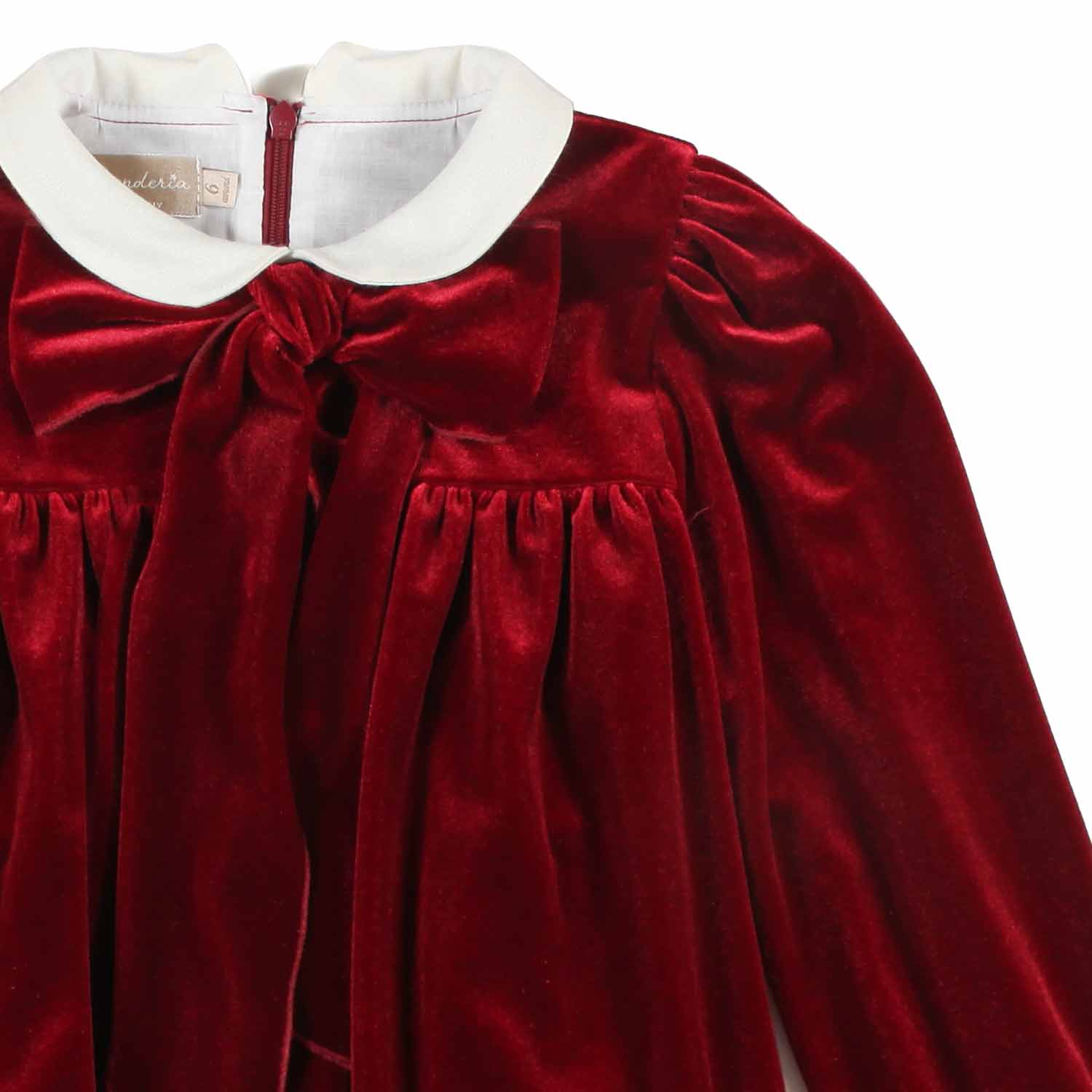 ABITO GLORIA DI VELLUTO ROSSO BURGUNDY BAMBINA - annameglio.com abbigliamento moda