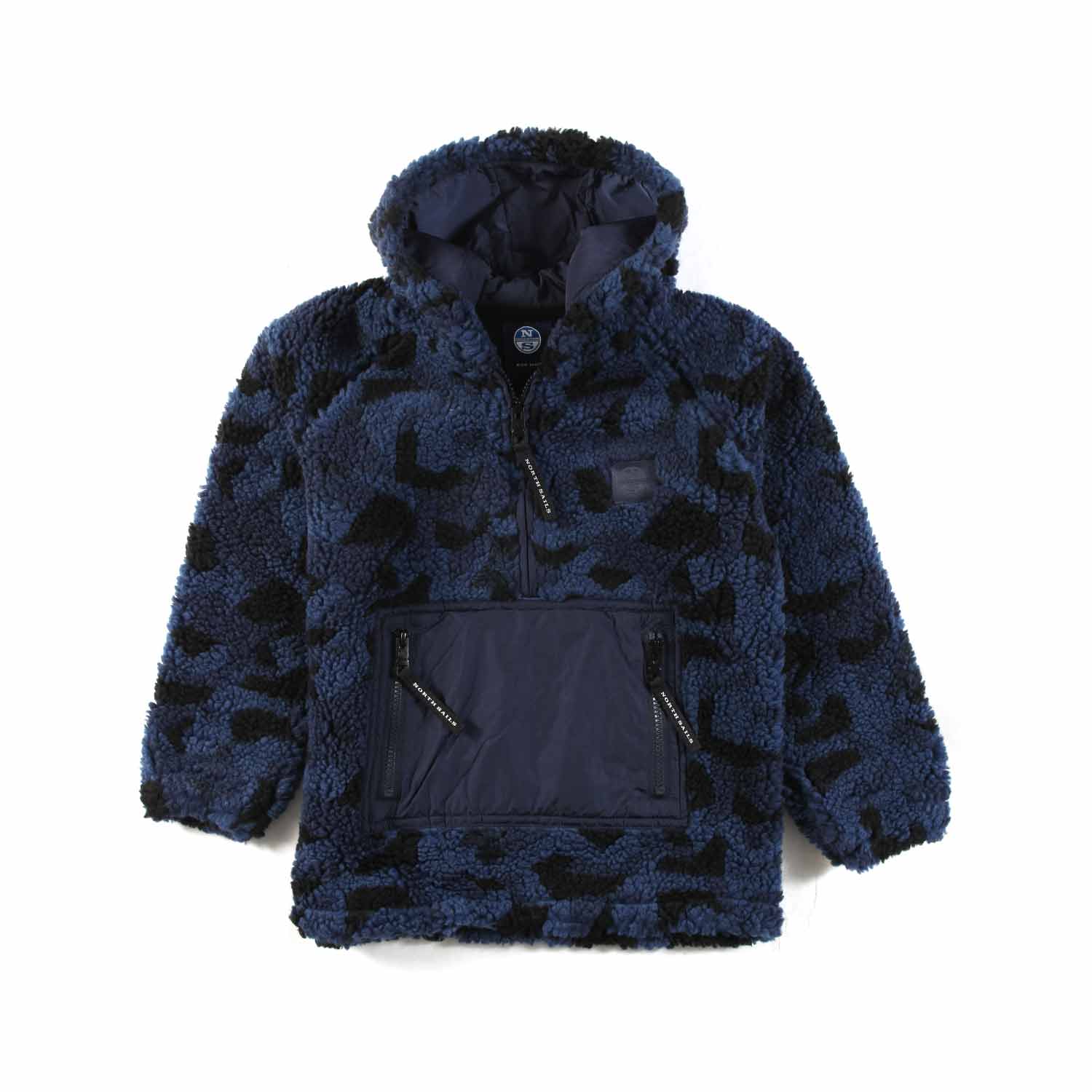 FELPA PILE TEDDY BLU E NERA CAMOUFLAGE - annameglio.com abbigliamento moda