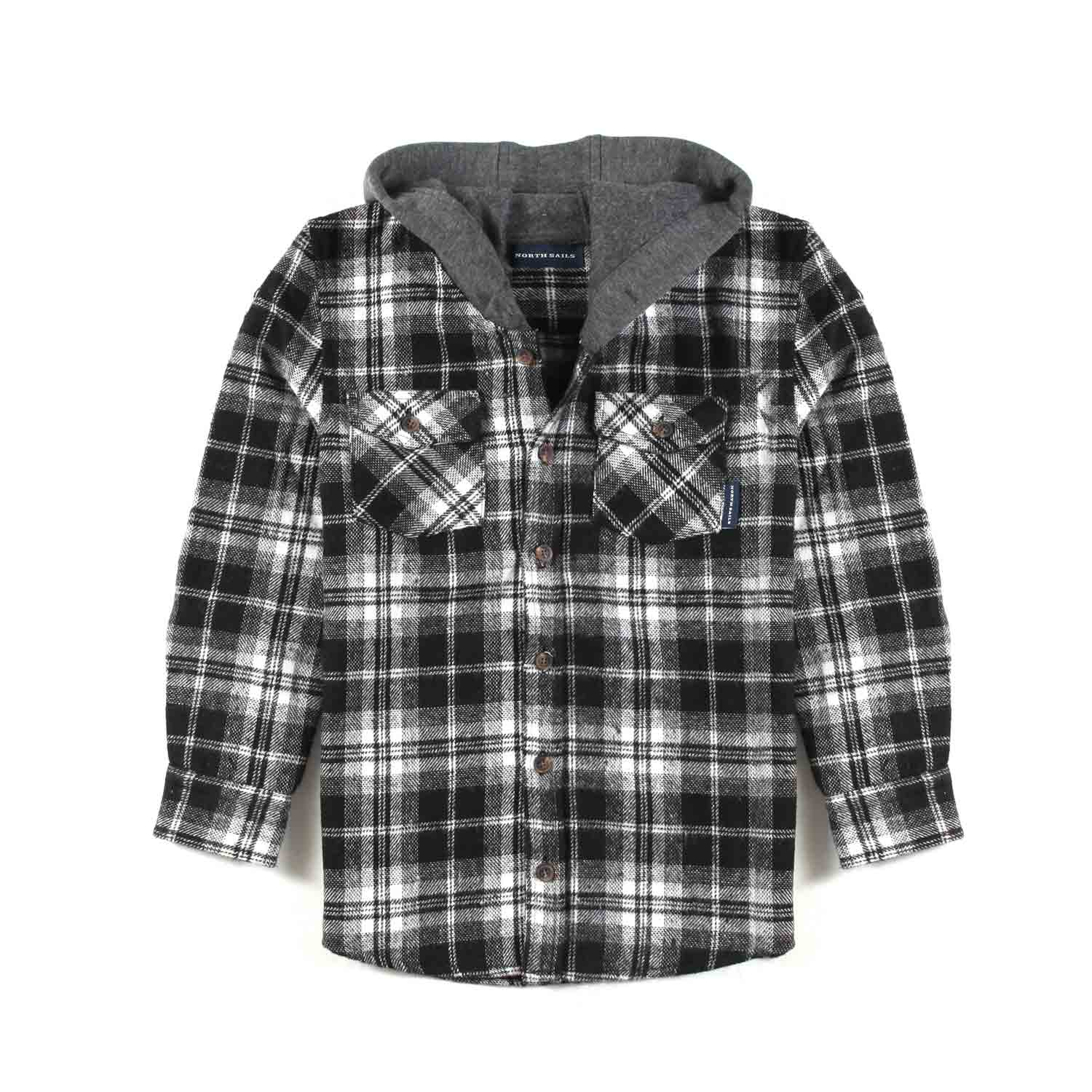 CAMICIA NERA E BIANCA A QUADRI CON CAPPUCCIO - annameglio.com abbigliamento moda