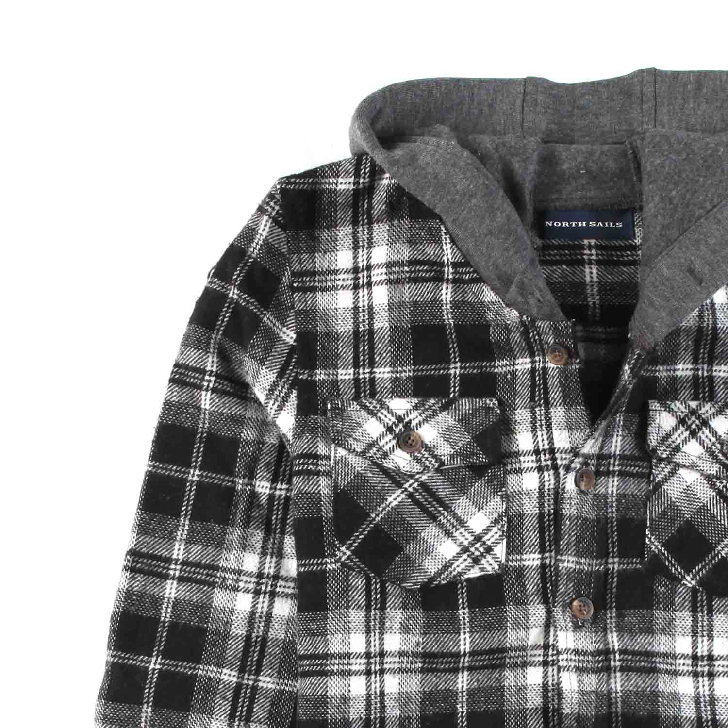 CAMICIA NERA E BIANCA A QUADRI CON CAPPUCCIO - annameglio.com abbigliamento moda