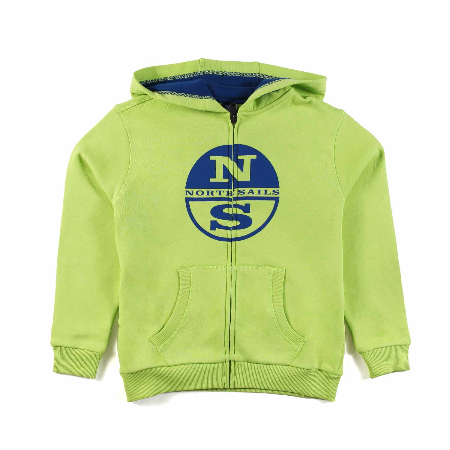 FELPA LIME E BLU CON CAPPUCCIO E MAXI LOGO - annameglio.com abbigliamento moda