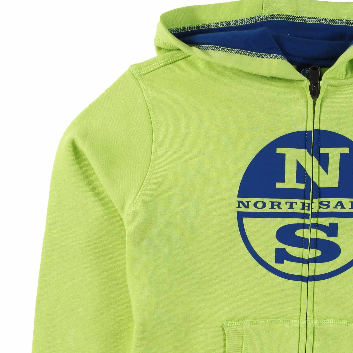 FELPA LIME E BLU CON CAPPUCCIO E MAXI LOGO - annameglio.com abbigliamento moda