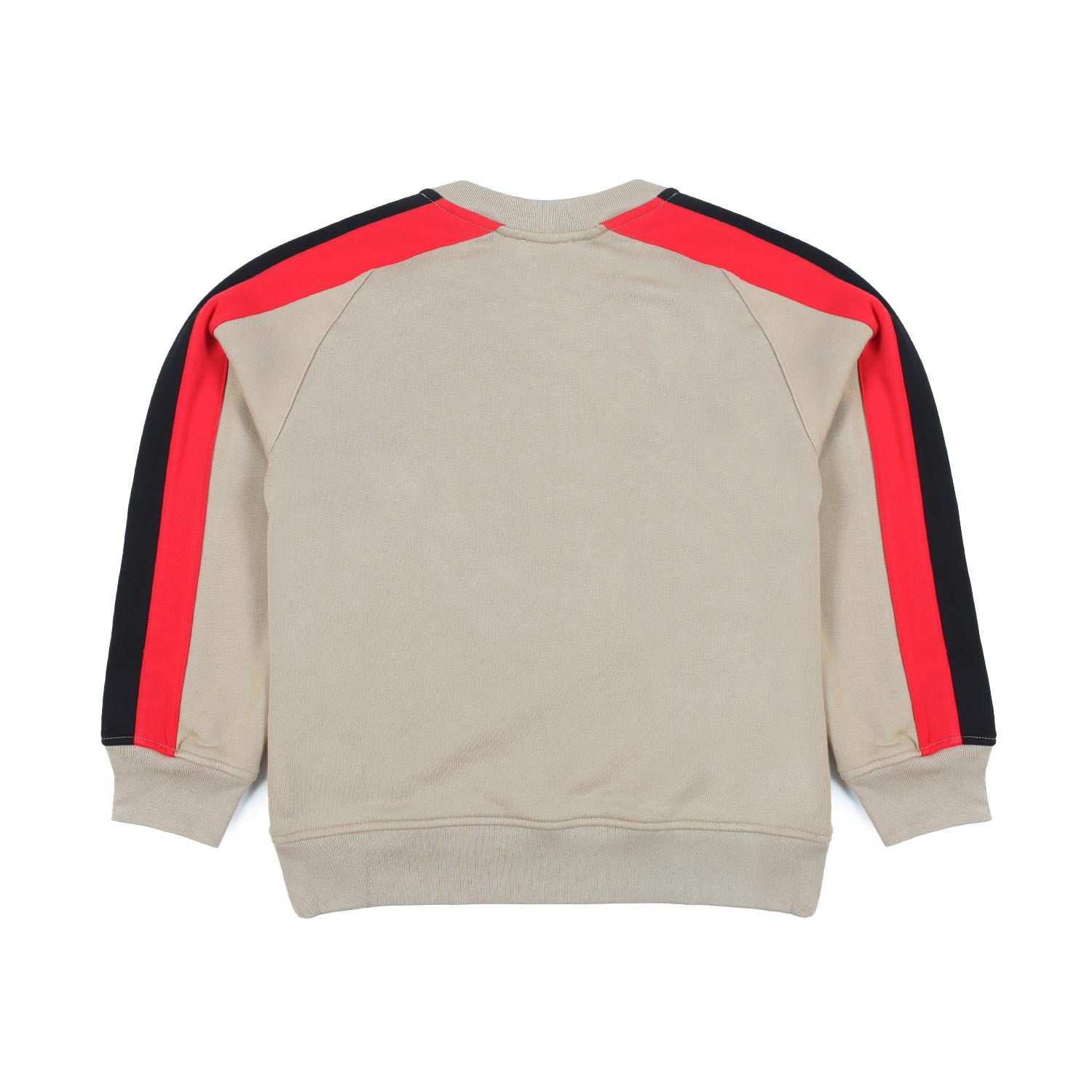 FELPA UNISEX BEIGE CON STRISCE ROSSE E NERE - annameglio.com abbigliamento moda