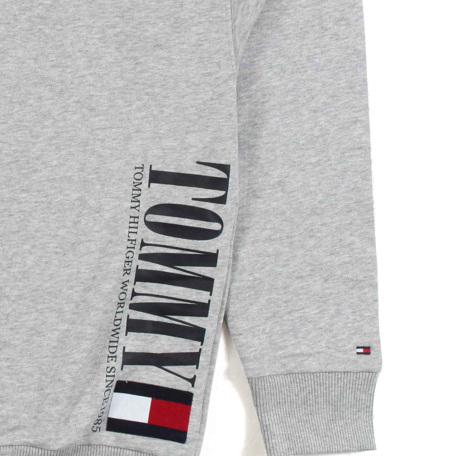 FELPA GRIGIO CHIARO MELANGE CON LOGO TOMMY - annameglio.com abbigliamento moda