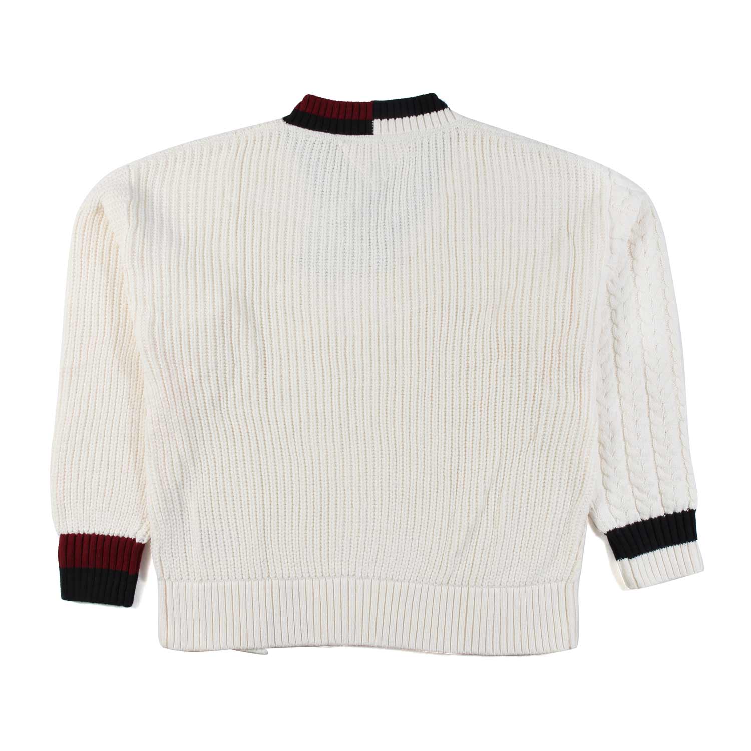 PULLOVER PANNA CON ORLI BLU NAVY E BORDEAUX - annameglio.com abbigliamento moda