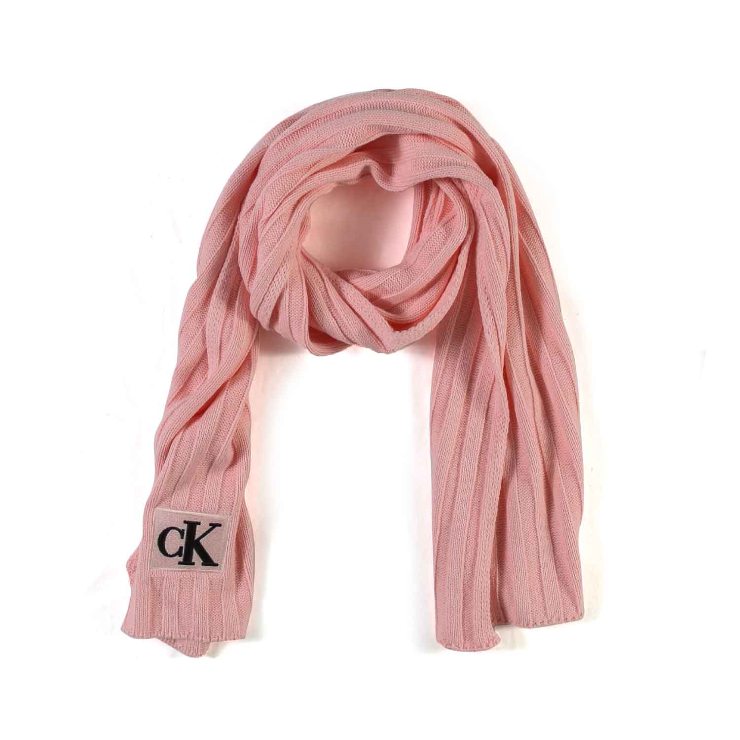 SCIARPA ROSA CON LOGO CK NERO BAMBINA E TEEN - annameglio.com abbigliamento moda