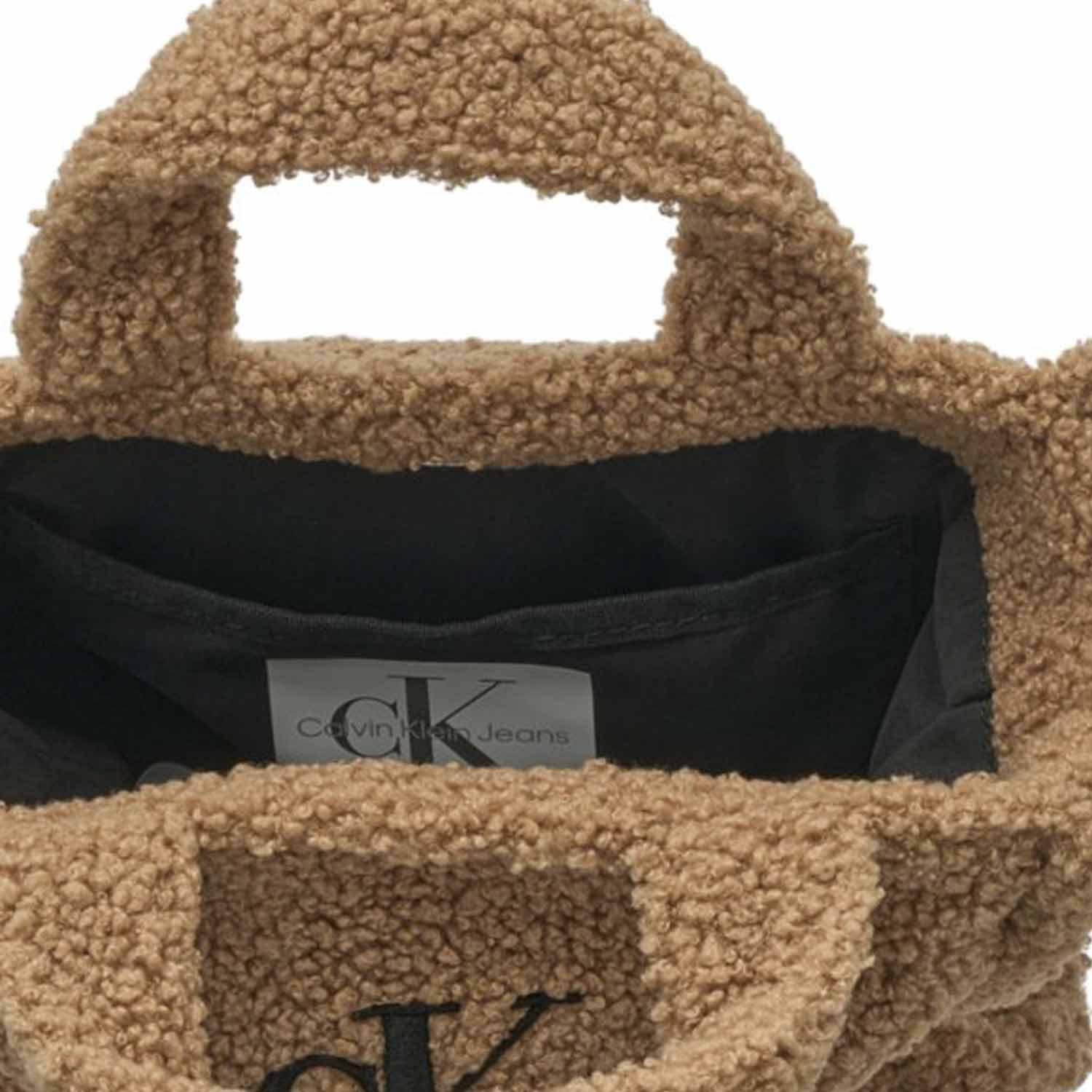 BORSA TEDDY CAMMELLO CON LOGO CK NERO - annameglio.com abbigliamento moda