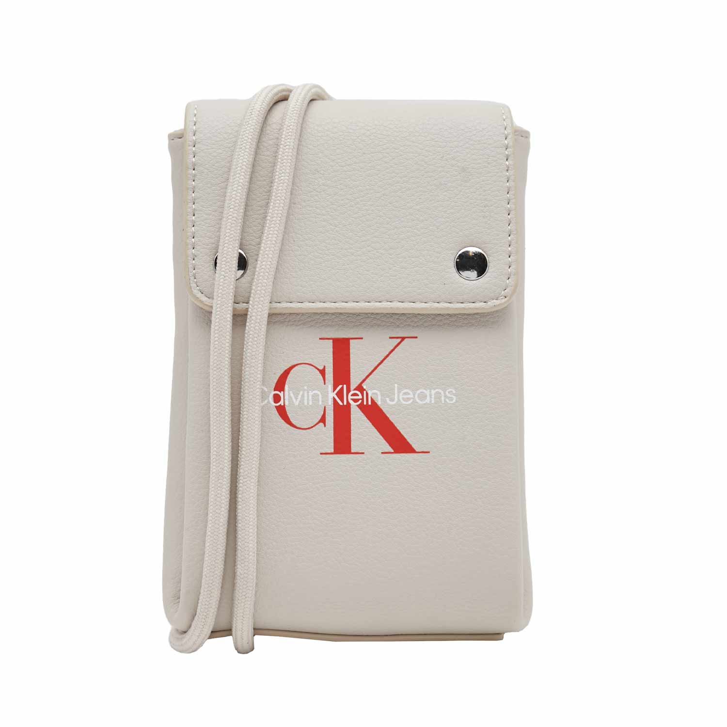 PHONE BAG UNISEX BEIGE CON LOGO ROSSO - annameglio.com abbigliamento moda