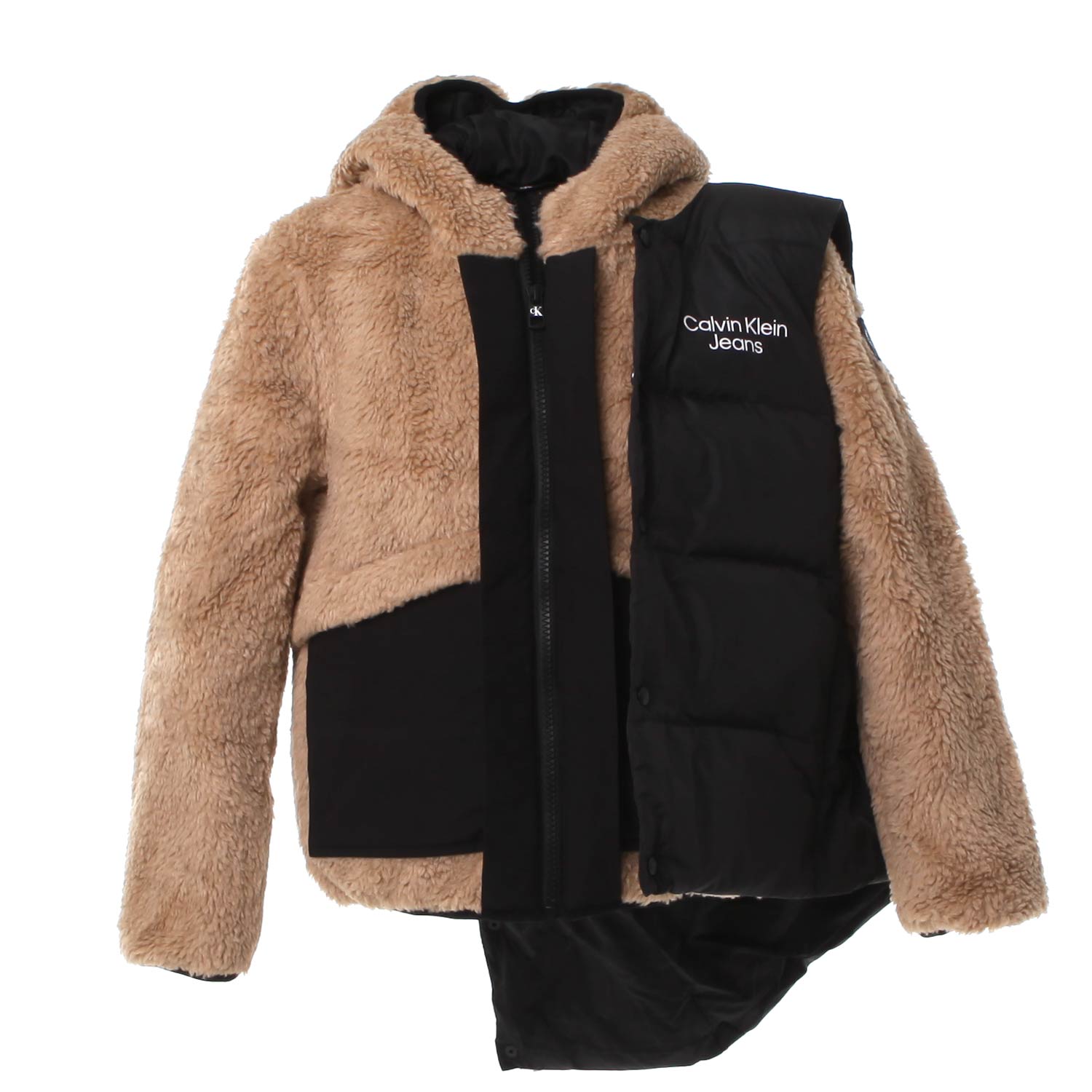 GIACCA TEDDY CAMMELLO CON GILET NERO UNISEX - annameglio.com abbigliamento moda