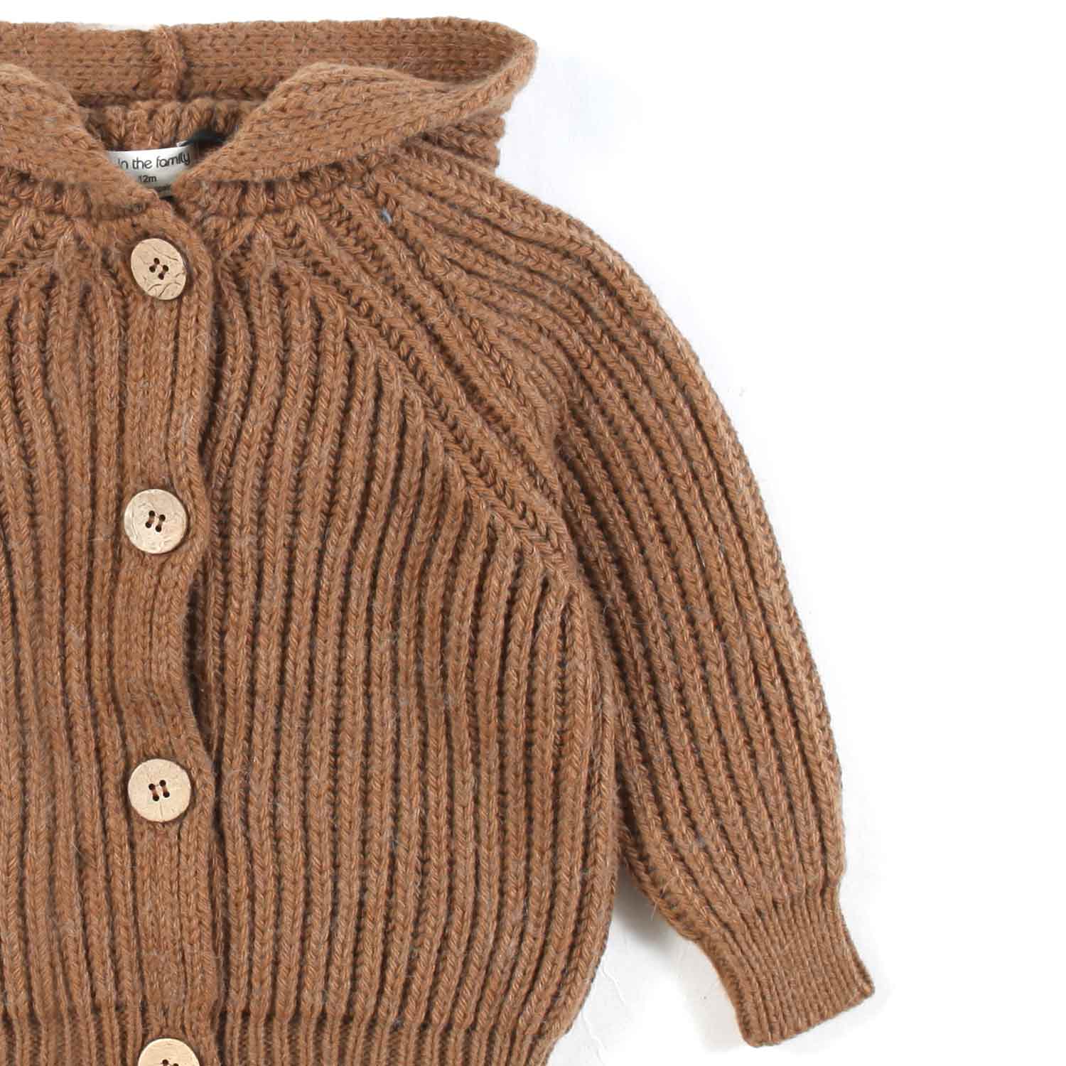 CARDIGAN UNISEX ANIOL CARAMELLO CON CAPPUCCIO - annameglio.com abbigliamento moda