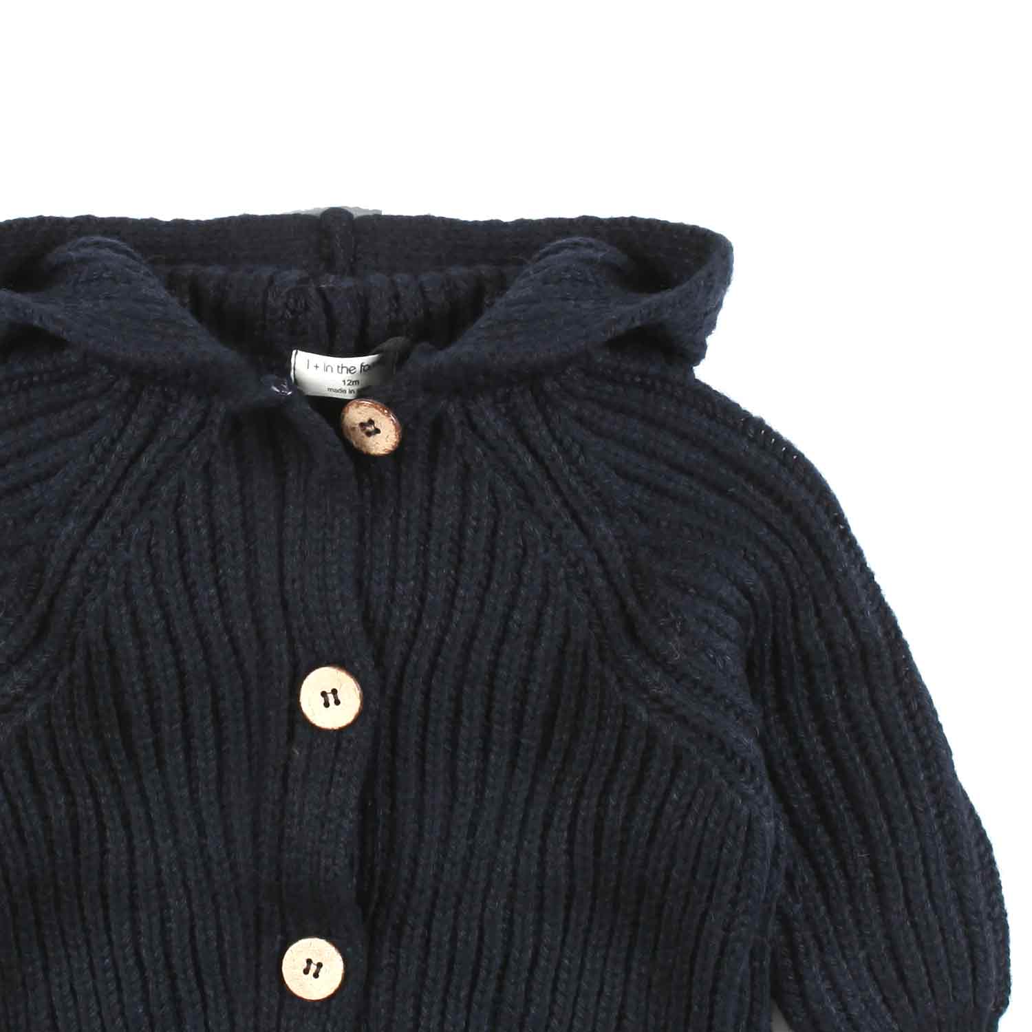 CARDIGAN UNISEX ANIOL BLU NAVY CON CAPPUCCIO - annameglio.com abbigliamento moda