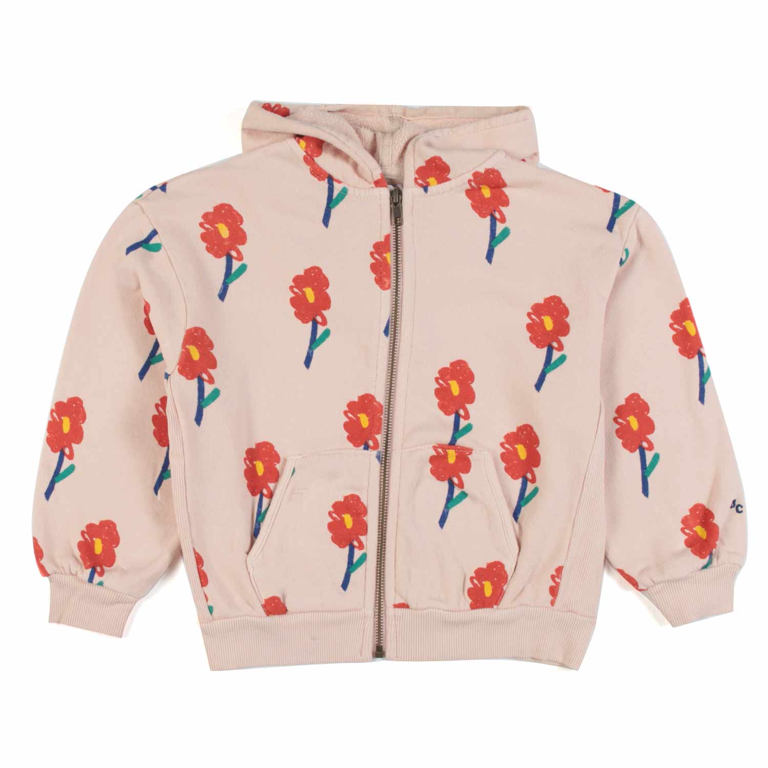 FELPA ROSA CHIARO CON CAPPUCCIO E STAMPE FLOREALI - annameglio.com abbigliamento moda