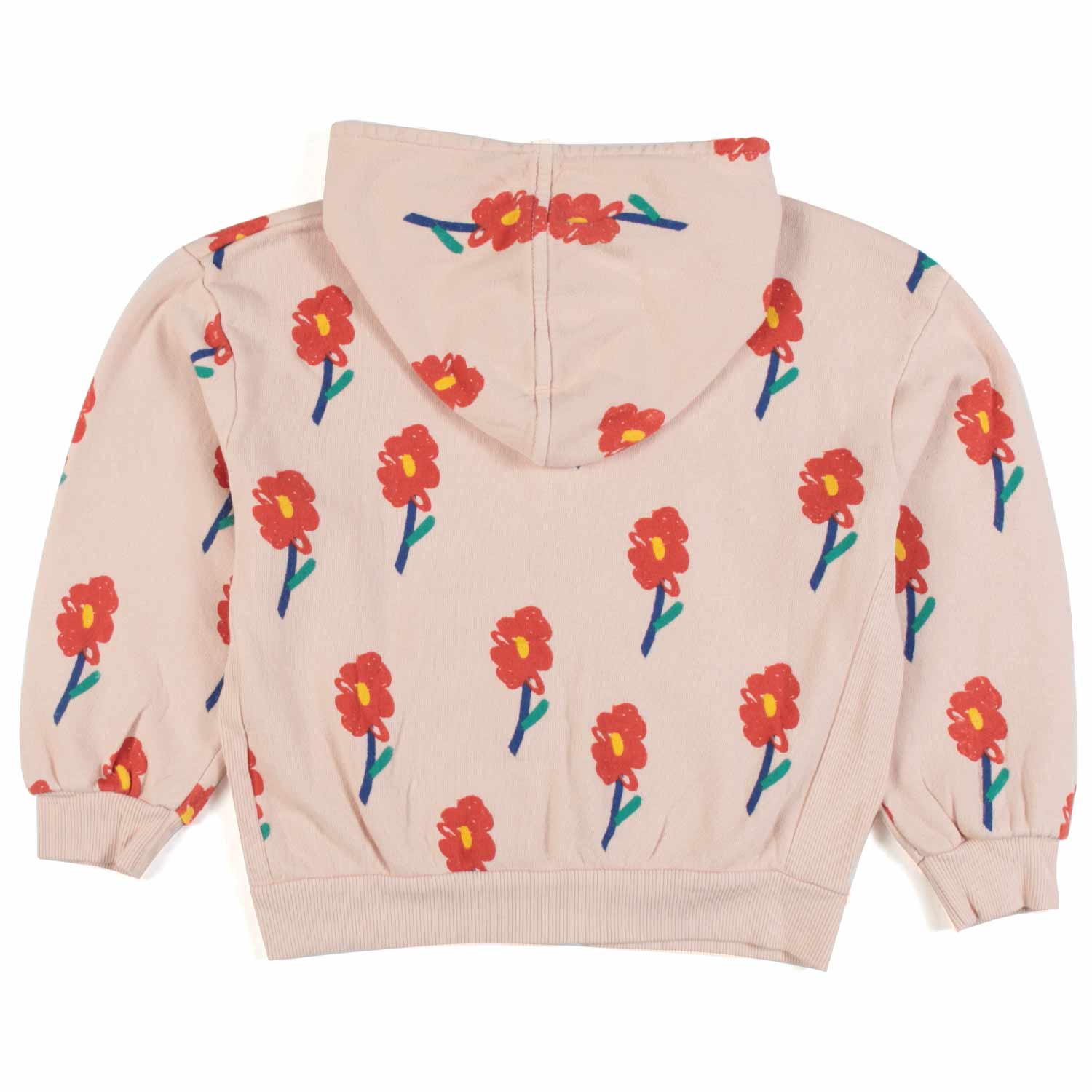 FELPA ROSA CHIARO CON CAPPUCCIO E STAMPE FLOREALI - annameglio.com abbigliamento moda