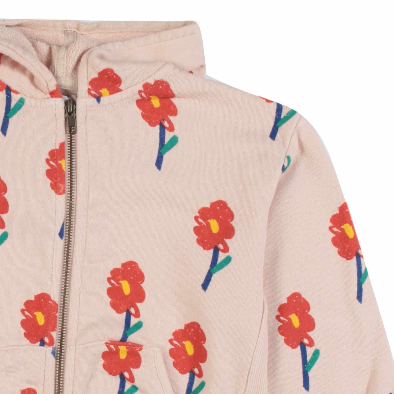 FELPA ROSA CHIARO CON CAPPUCCIO E STAMPE FLOREALI - annameglio.com abbigliamento moda