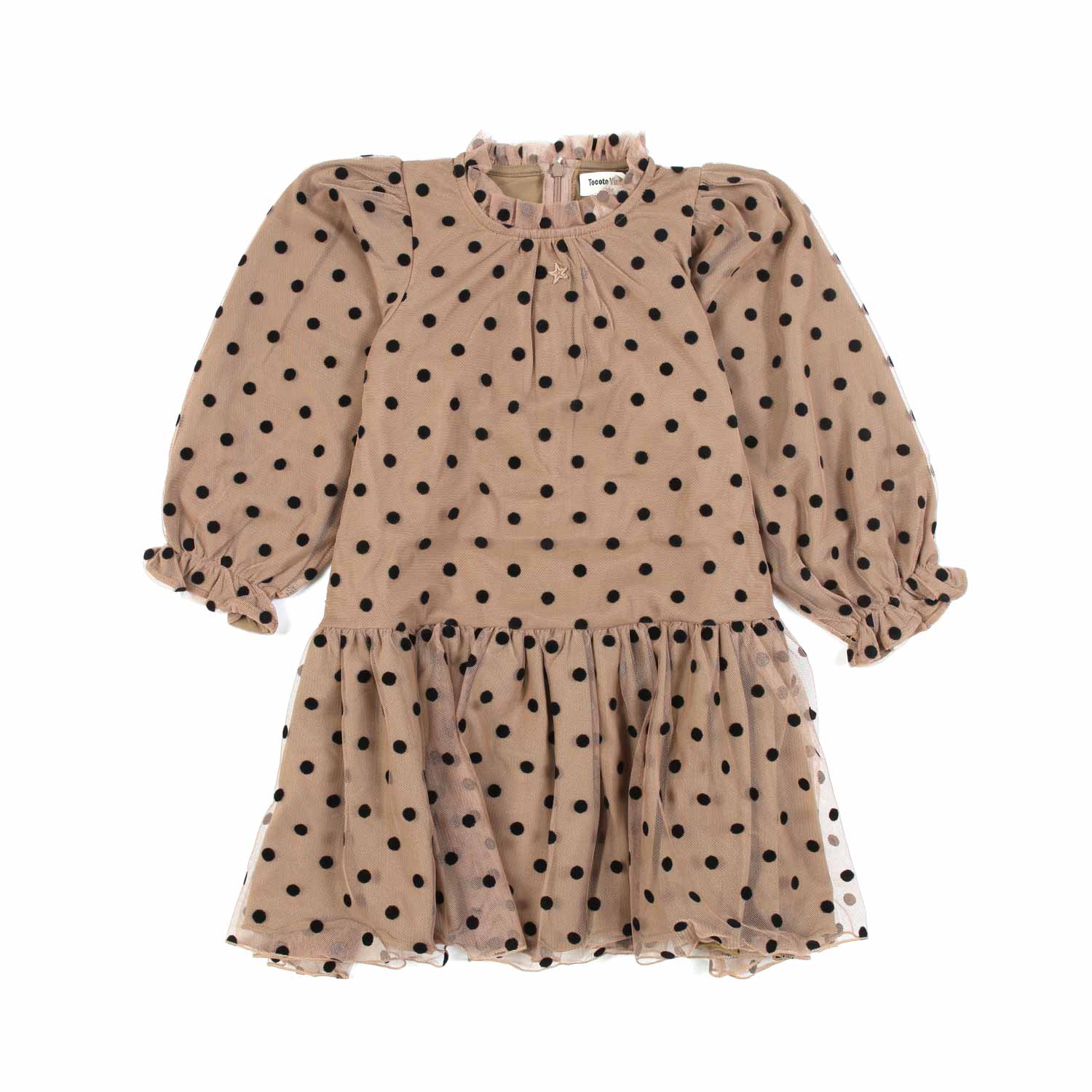 VESTITO MARRONE CON POIS NERI BAMBINA - annameglio.com abbigliamento moda