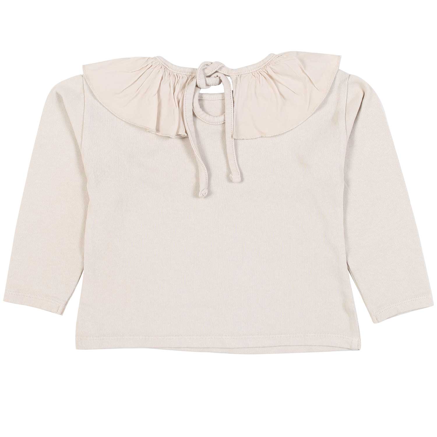 T-SHIRT MANICA LUNGA ECRU CON COLLO VOLANTS BIMBA - annameglio.com abbigliamento moda
