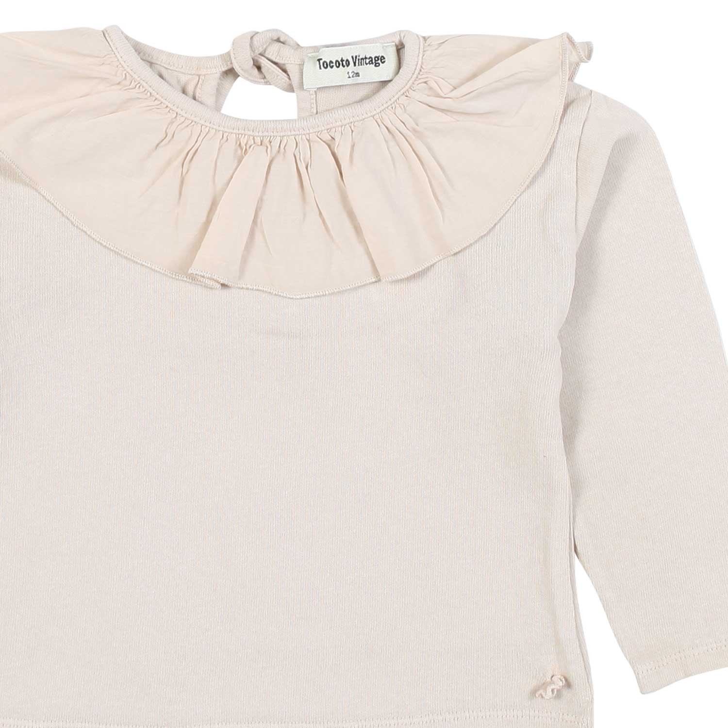 T-SHIRT MANICA LUNGA ECRU CON COLLO VOLANTS BIMBA - annameglio.com abbigliamento moda